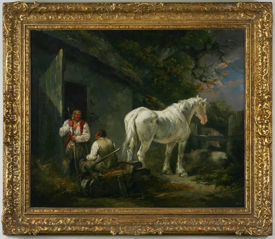 Le cheval blanc une peinture de genre anglaise de George Morland 18ème siècle en vente 1