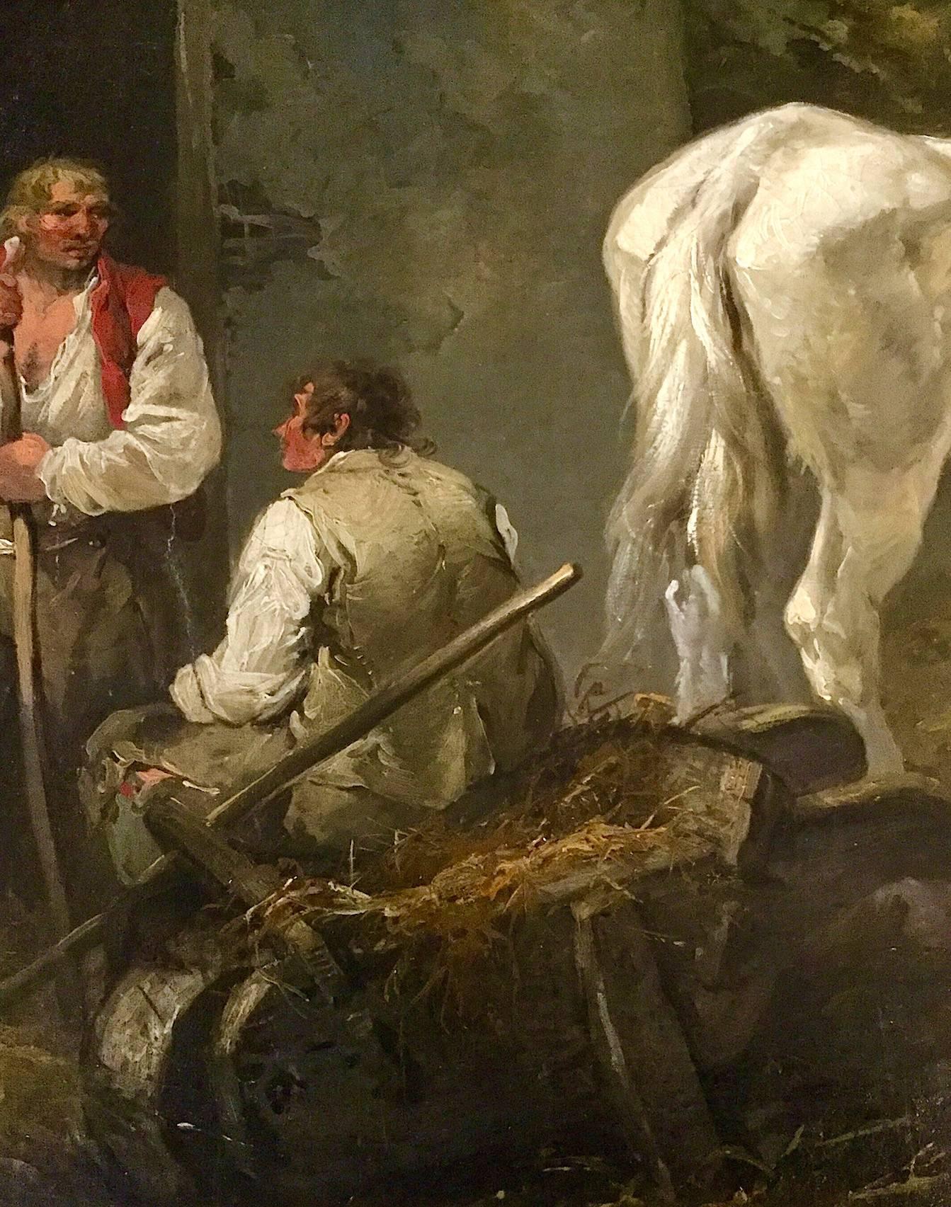 Le cheval blanc une peinture de genre anglaise de George Morland 18ème siècle en vente 2