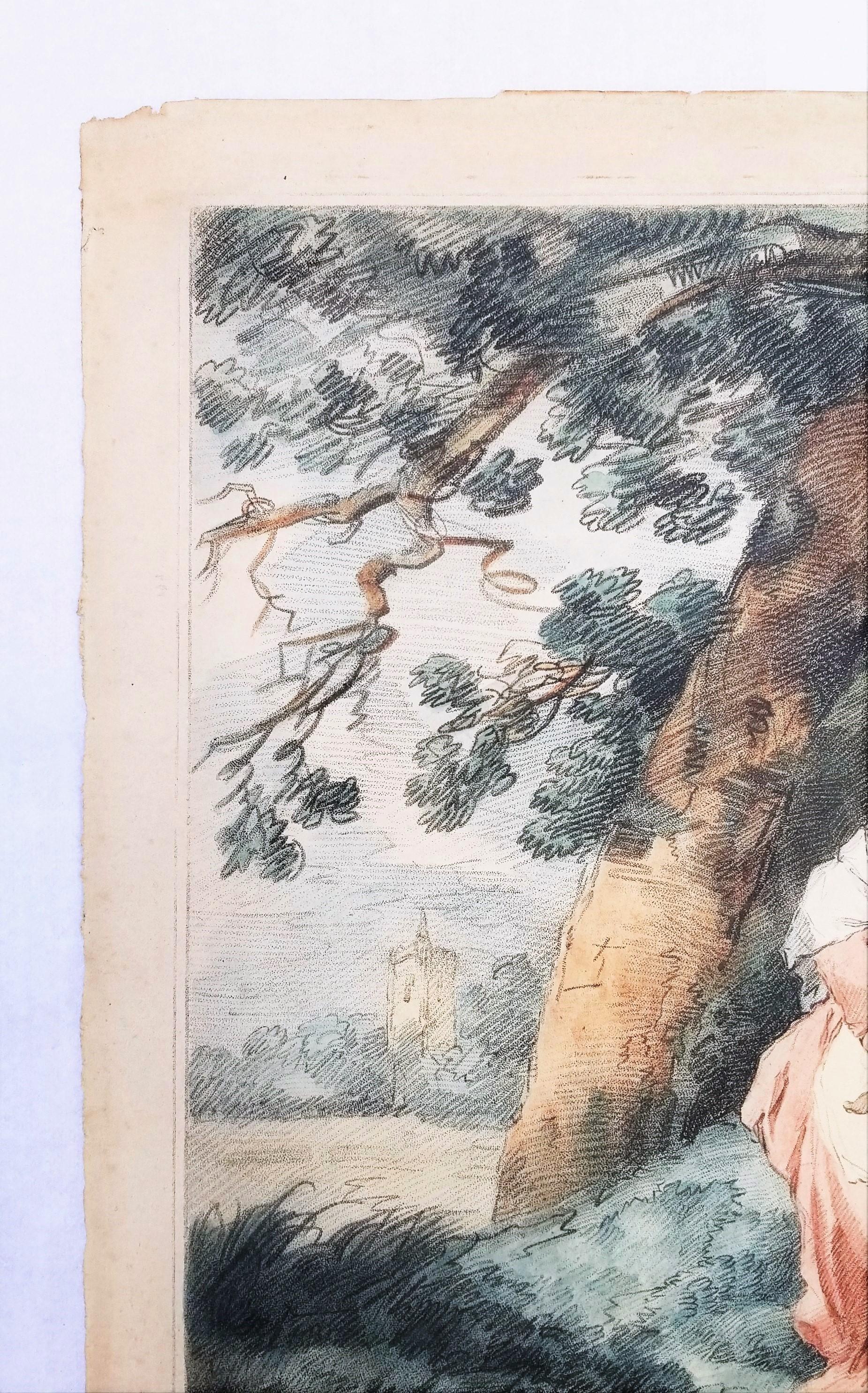 Una familia rústica /// George Morland Figuras británicas Paisaje de cabaña Arte del aguafuerte en venta 4