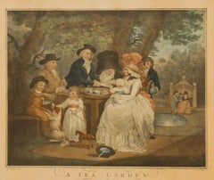 Francois David Soiron d'après George Morland  Gravure à double pointe, un jardin de thé