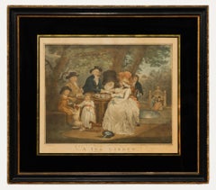 Francois David Soiron d'après George Morland  Gravure à double pointe, un jardin de thé