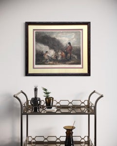 "I raccoglitori di felci" Incisione antica a mezzatinta del 18° secolo di John Smith