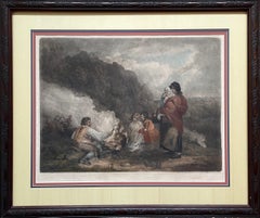 "The Fern Gatherers" 18th Century Antique Mezzotint Engraving by John R. Smith