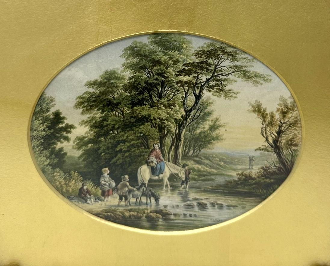 George Morland Antique Pair Hand Colored Prints Engravings Rural Scenes Le Blond In Good Condition In Dublin, Ireland