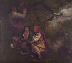 George Morland, well-listed British artist. Oil on canvas. Pastoral scene, 1792