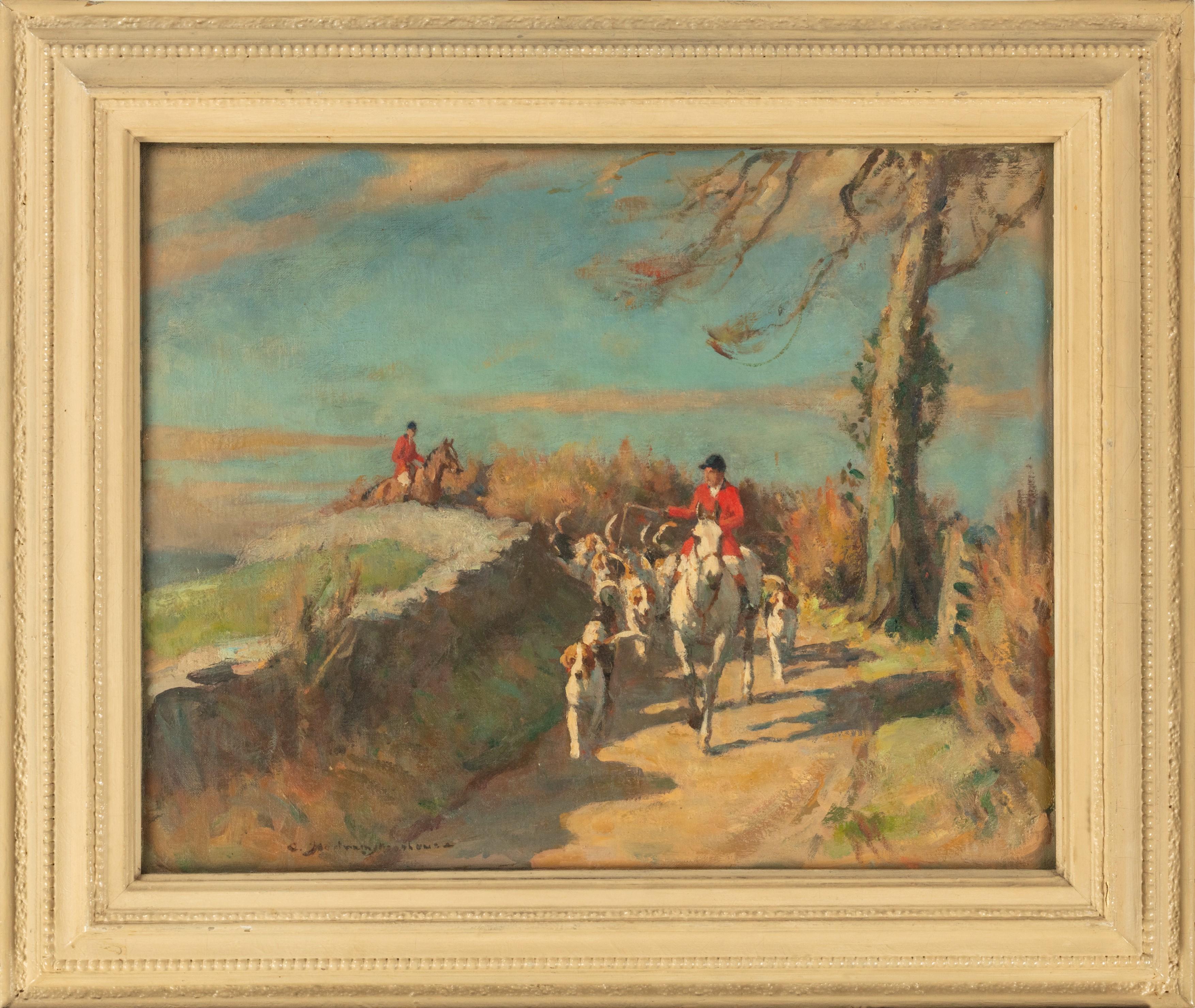 George Mortram Moorhouse  Animal Painting - "Coming Home" - The Hunt returning home