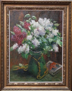 Floral - French-German art 1920s Impressionist School oil painting lilac flowers