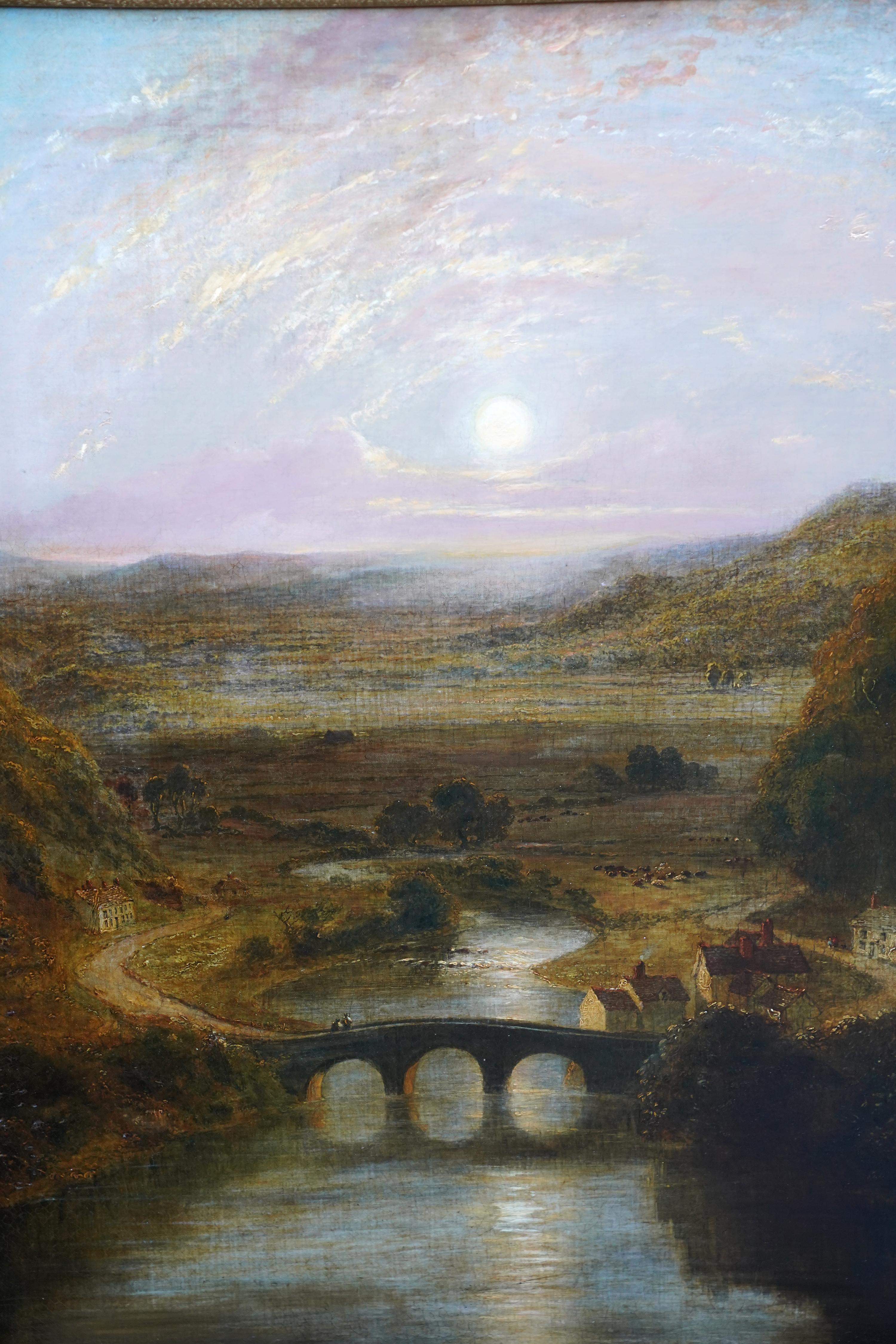 Castle and River Landscape - British 19thC art oil painting follower of Turner For Sale 6