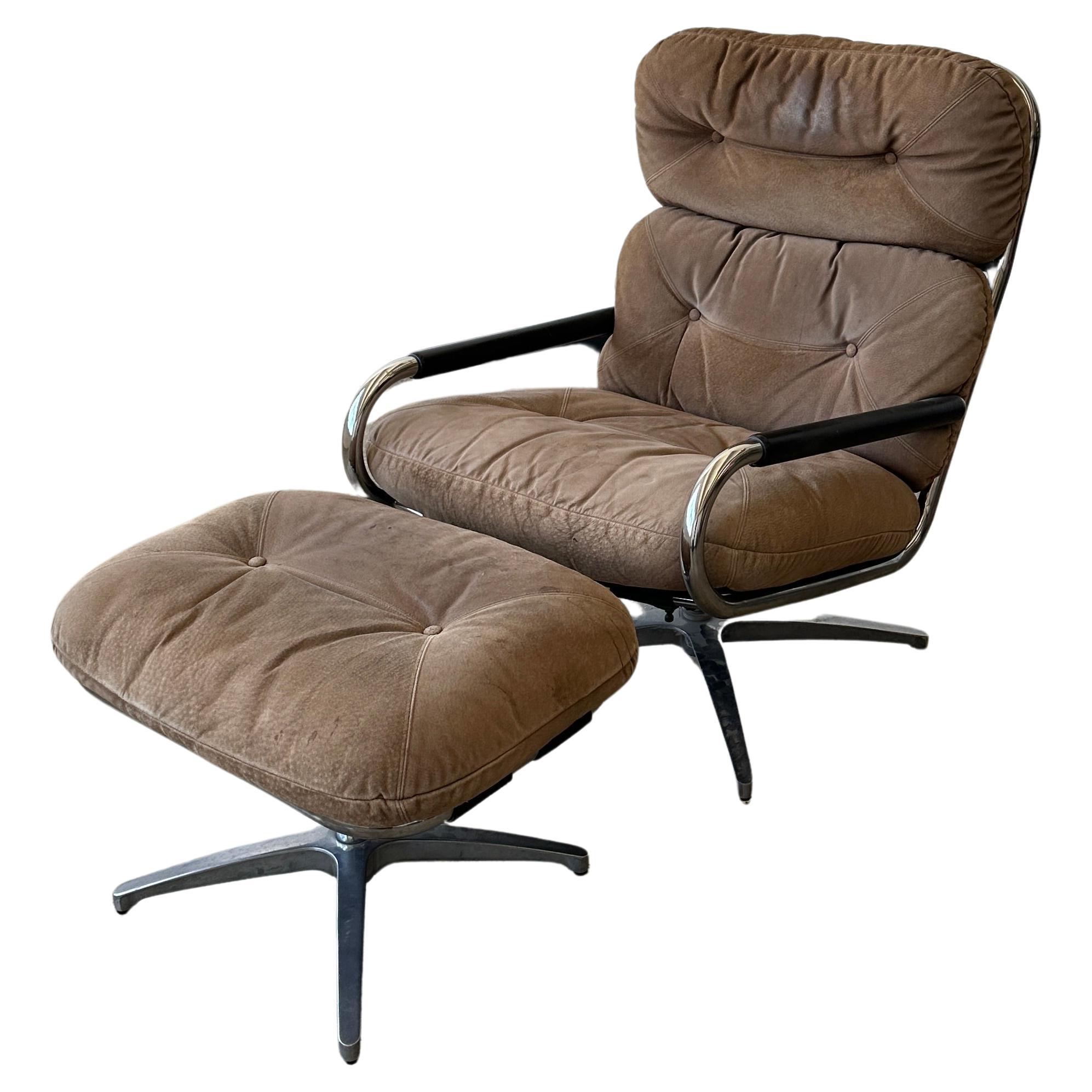 George Mulhauser Chair & Ottoman for Directional For Sale