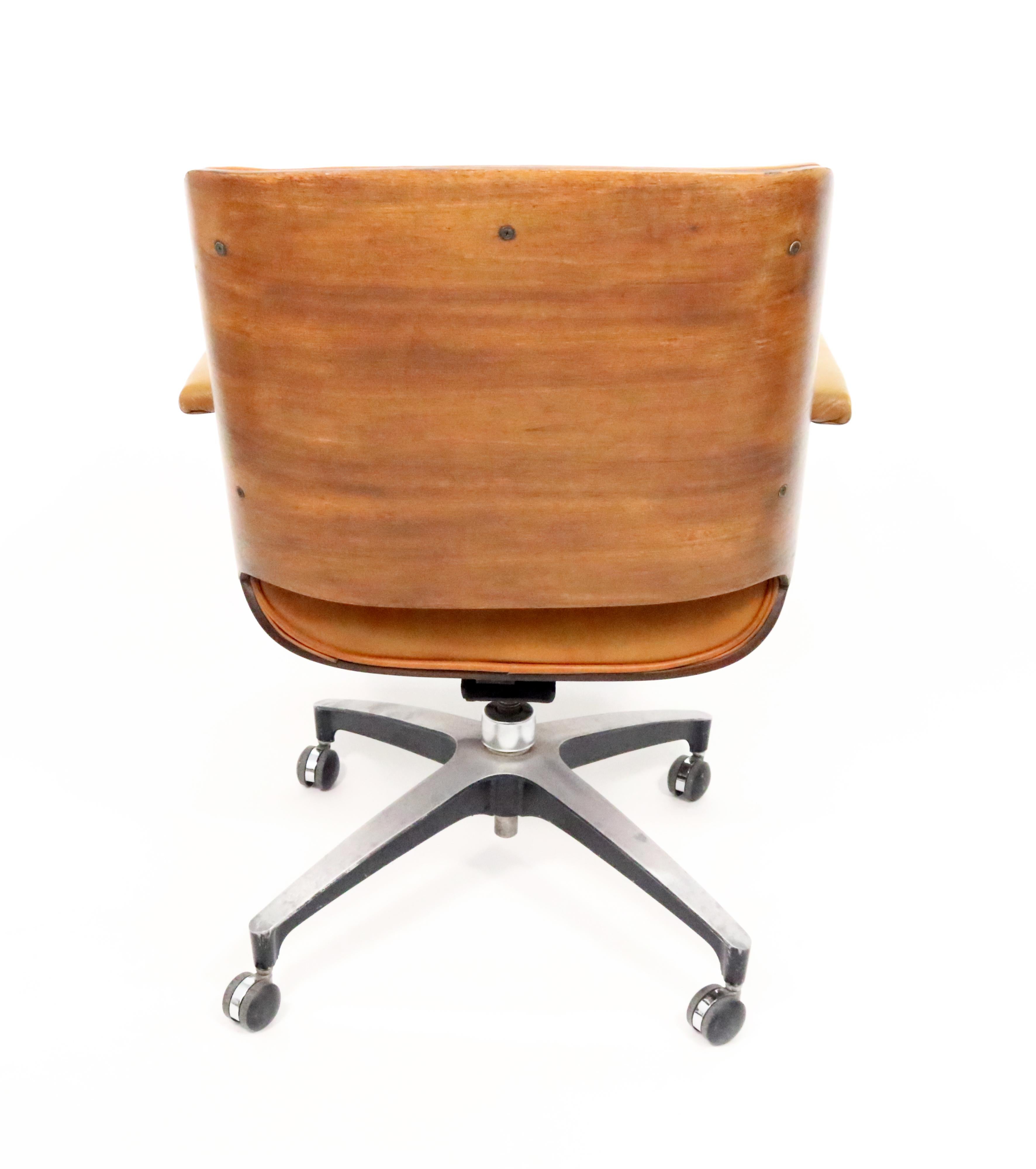 George Mulhauser for Plycraft Cognac Leather Desk Chair 2