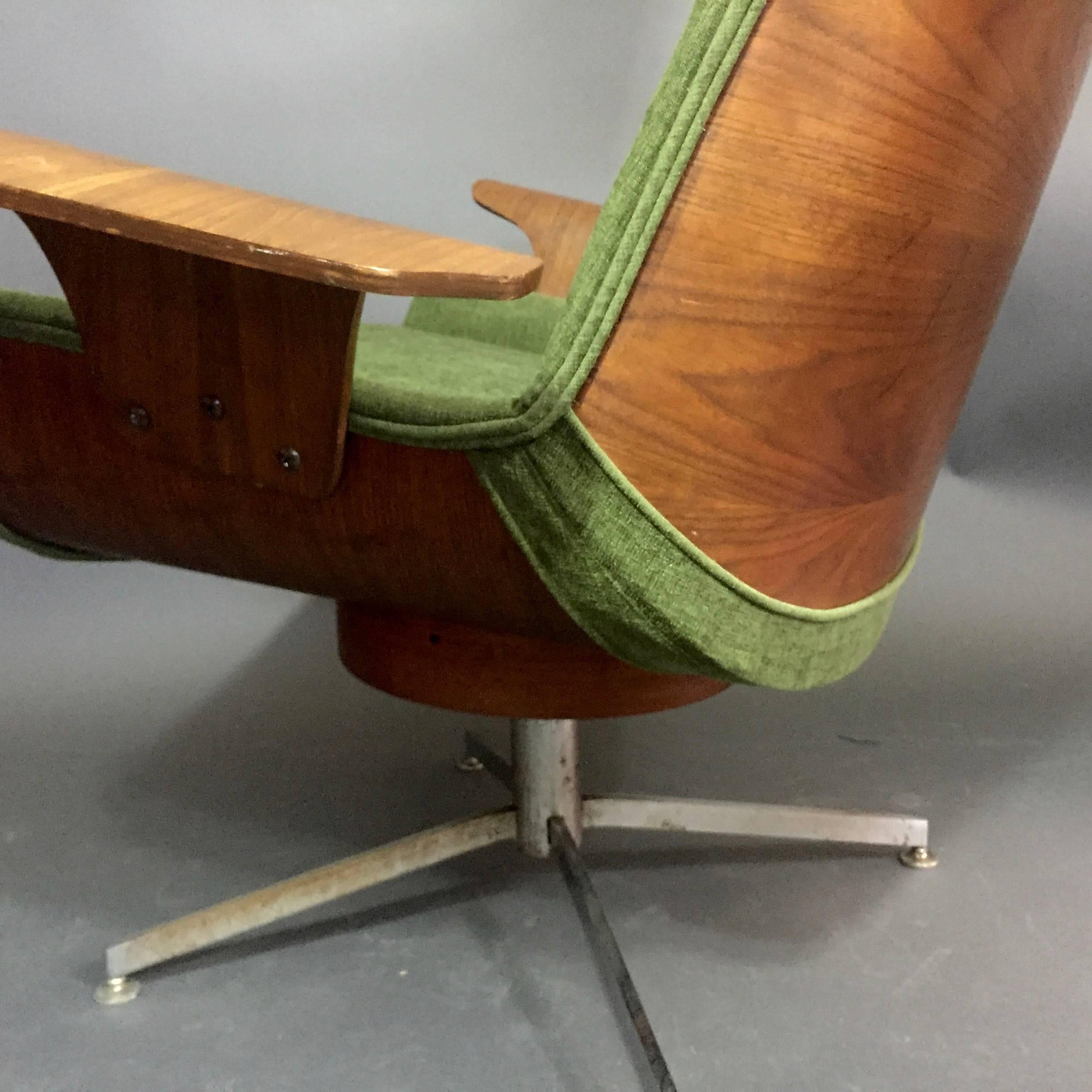 Plywood George Mulhauser for Plycraft Lounge Chair and Ottoman, 1970 For Sale