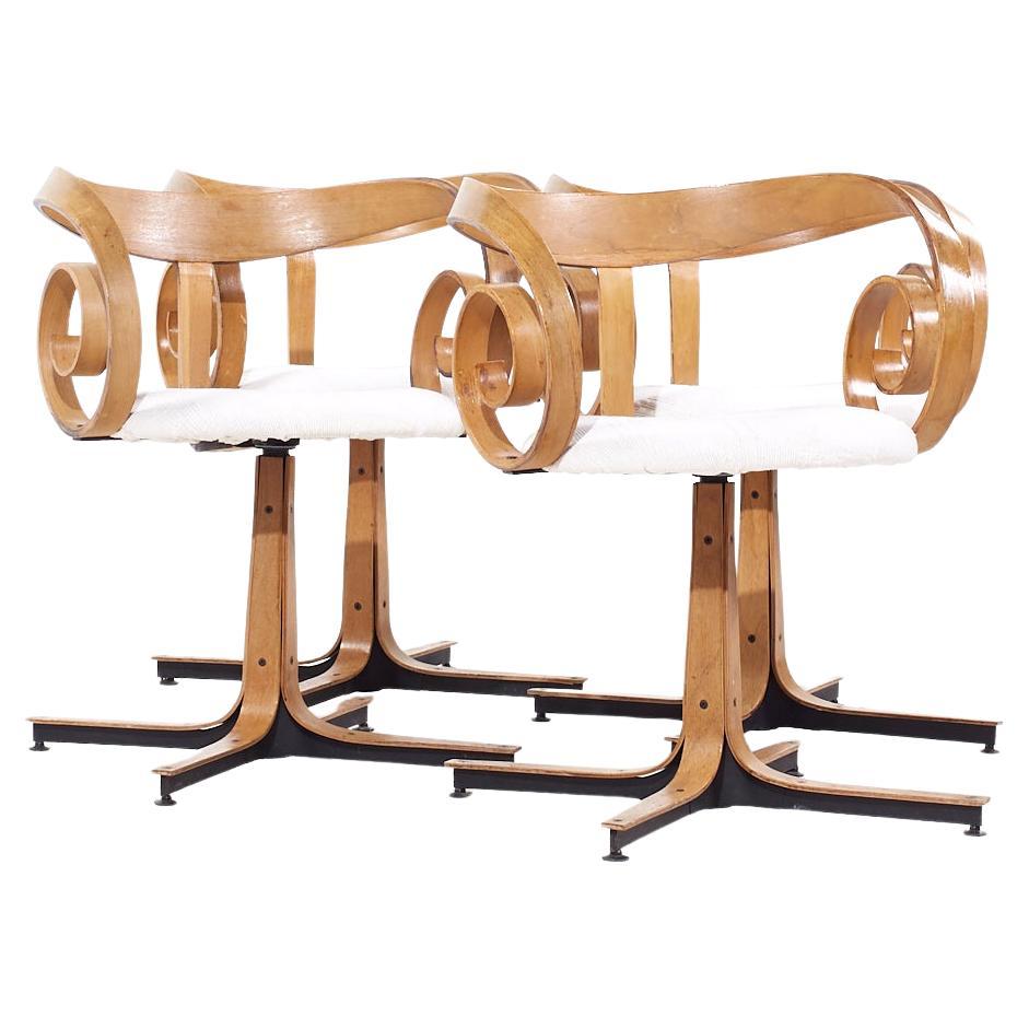 George Mulhauser for Plycraft MCM Walnut Sultana Swivel Chairs - Set of 4