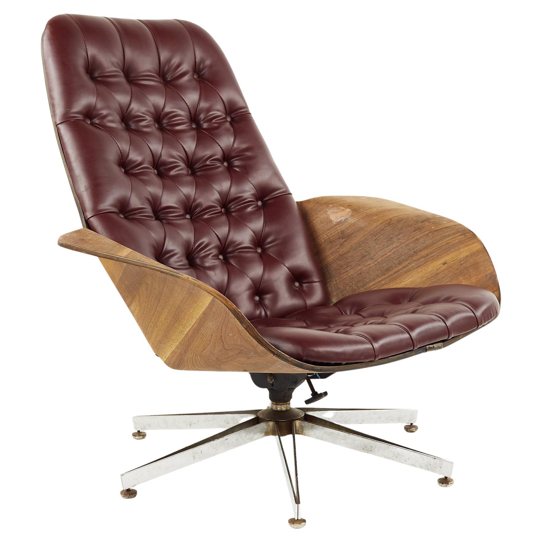 George Mulhauser for Plycraft Mid Century Tufted Walnut Lounge Chair