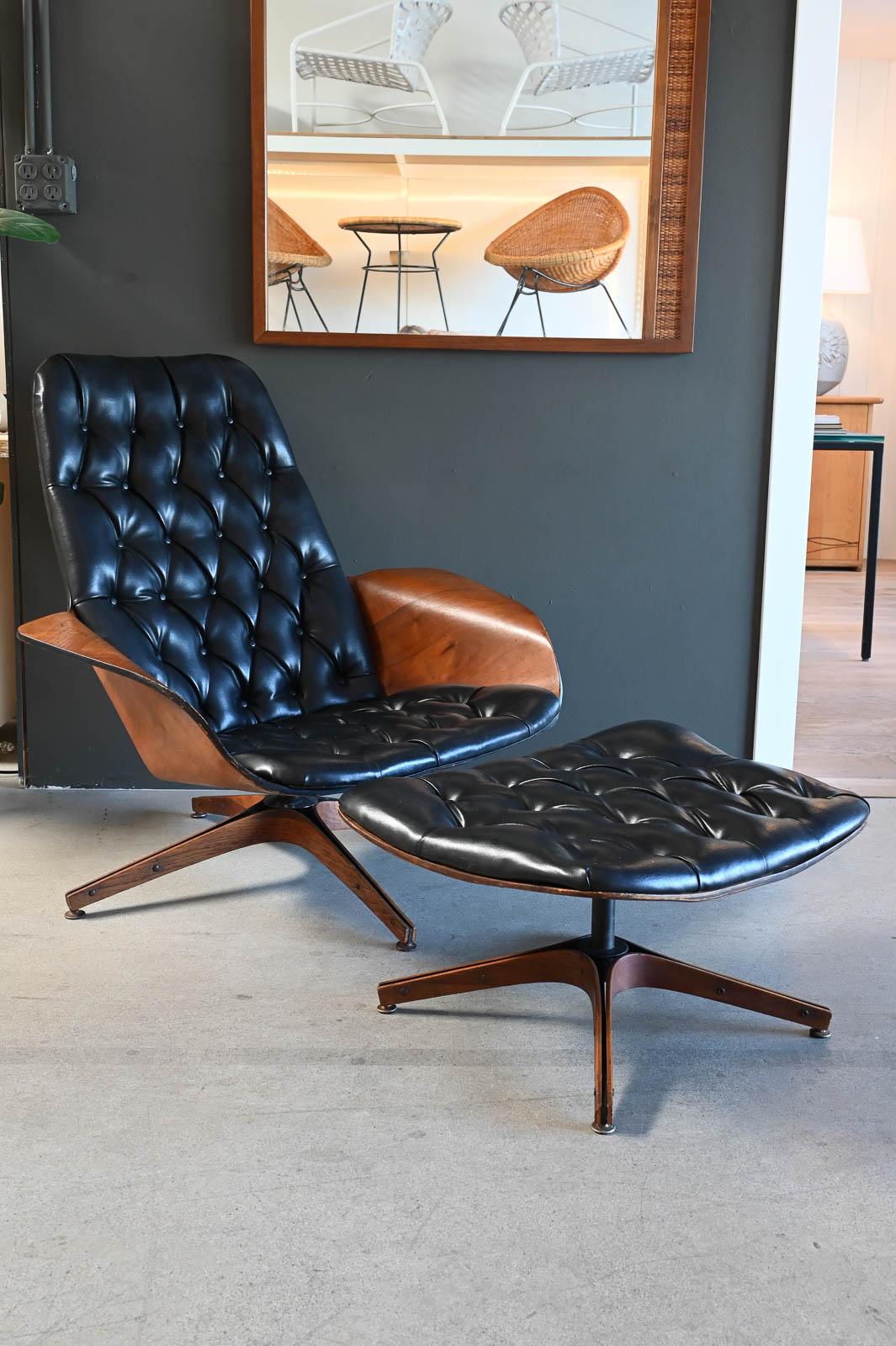 Mid-Century Modern George Mulhauser for Plycraft Mr. Chair & Ottoman, ca. 1970