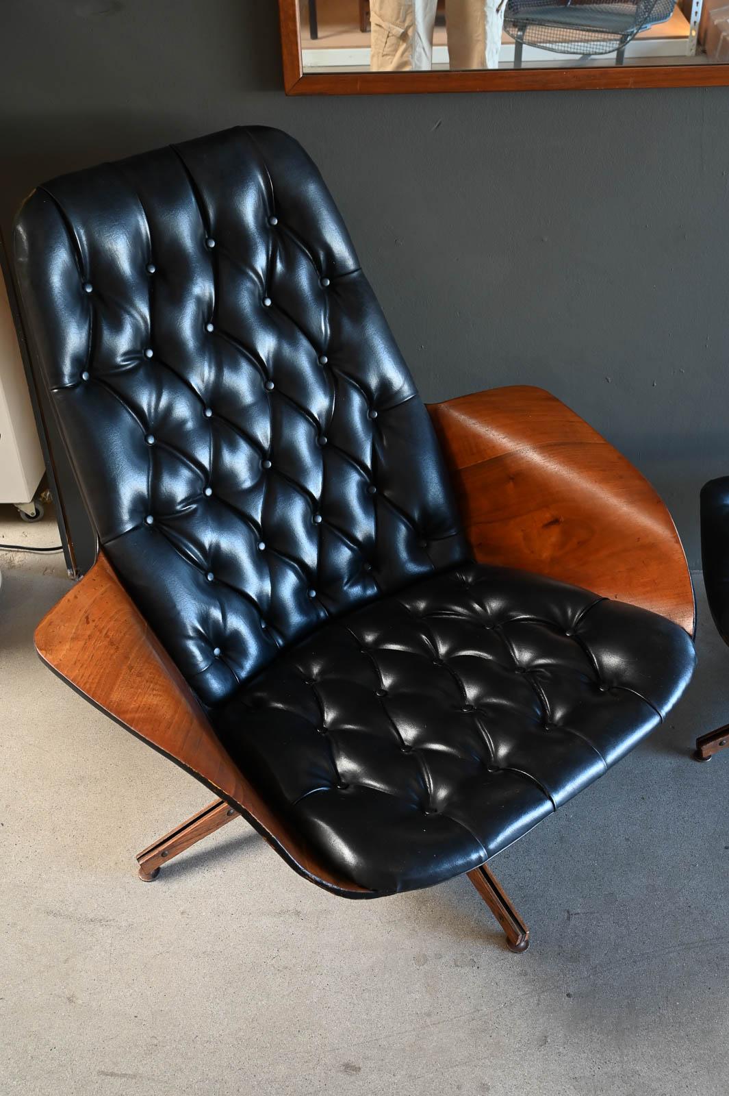 Naugahyde George Mulhauser for Plycraft Mr. Chair & Ottoman, ca. 1970