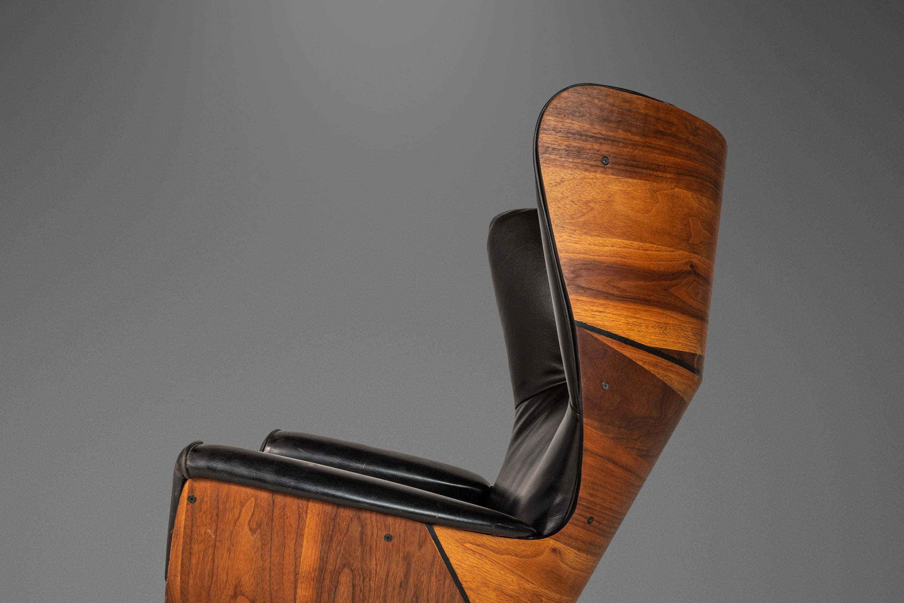 George Mulhauser for Plycraft Mr. Chair Wingback Lounge Chair and Ottoman, 1960s 4