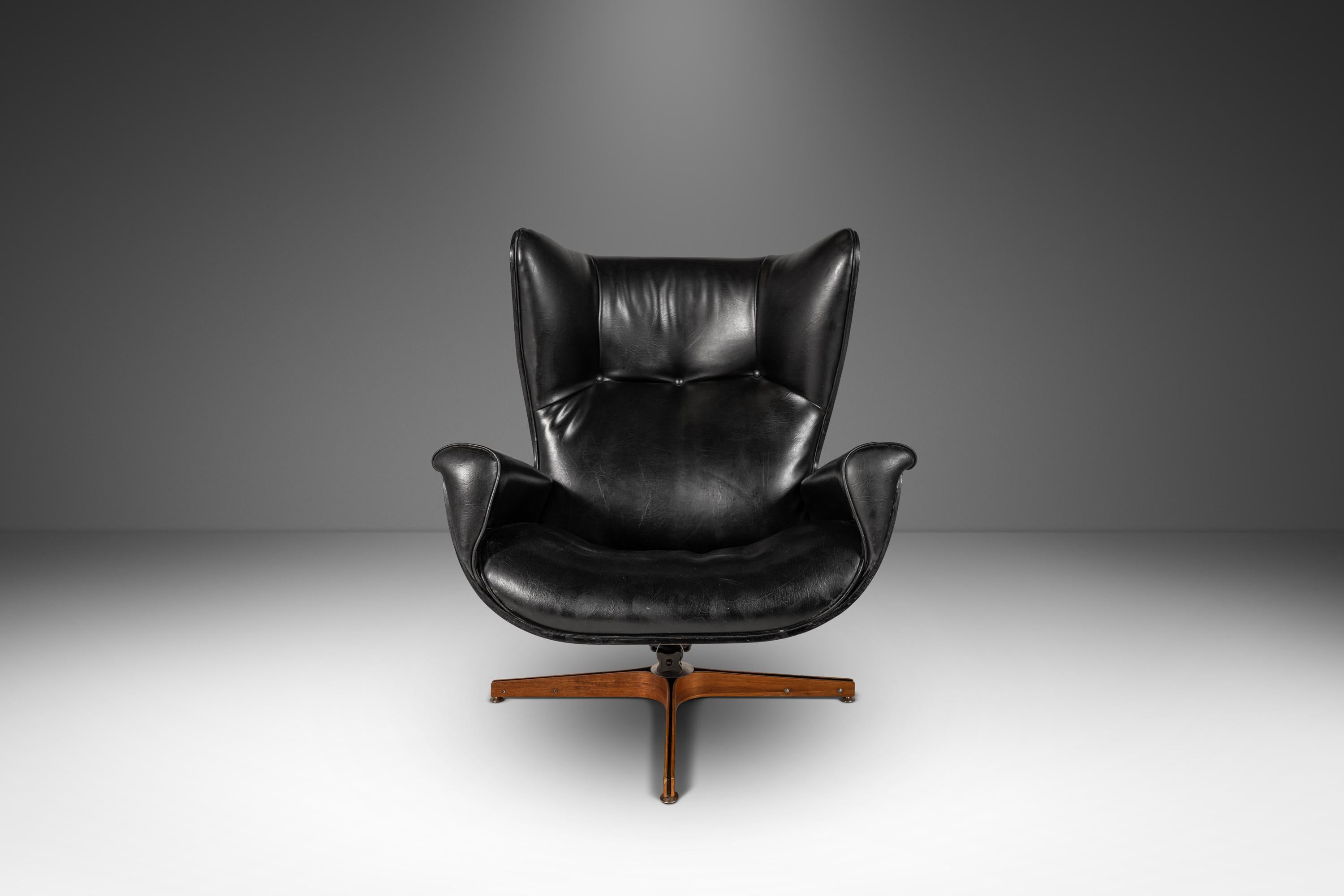 American George Mulhauser for Plycraft Mr. Chair Wingback Lounge Chair and Ottoman, 1960s
