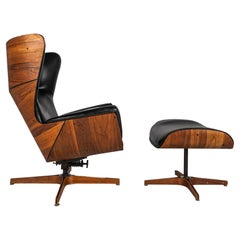 George Mulhauser for Plycraft Mr. Chair Wingback Lounge Chair and Ottoman, 1960s