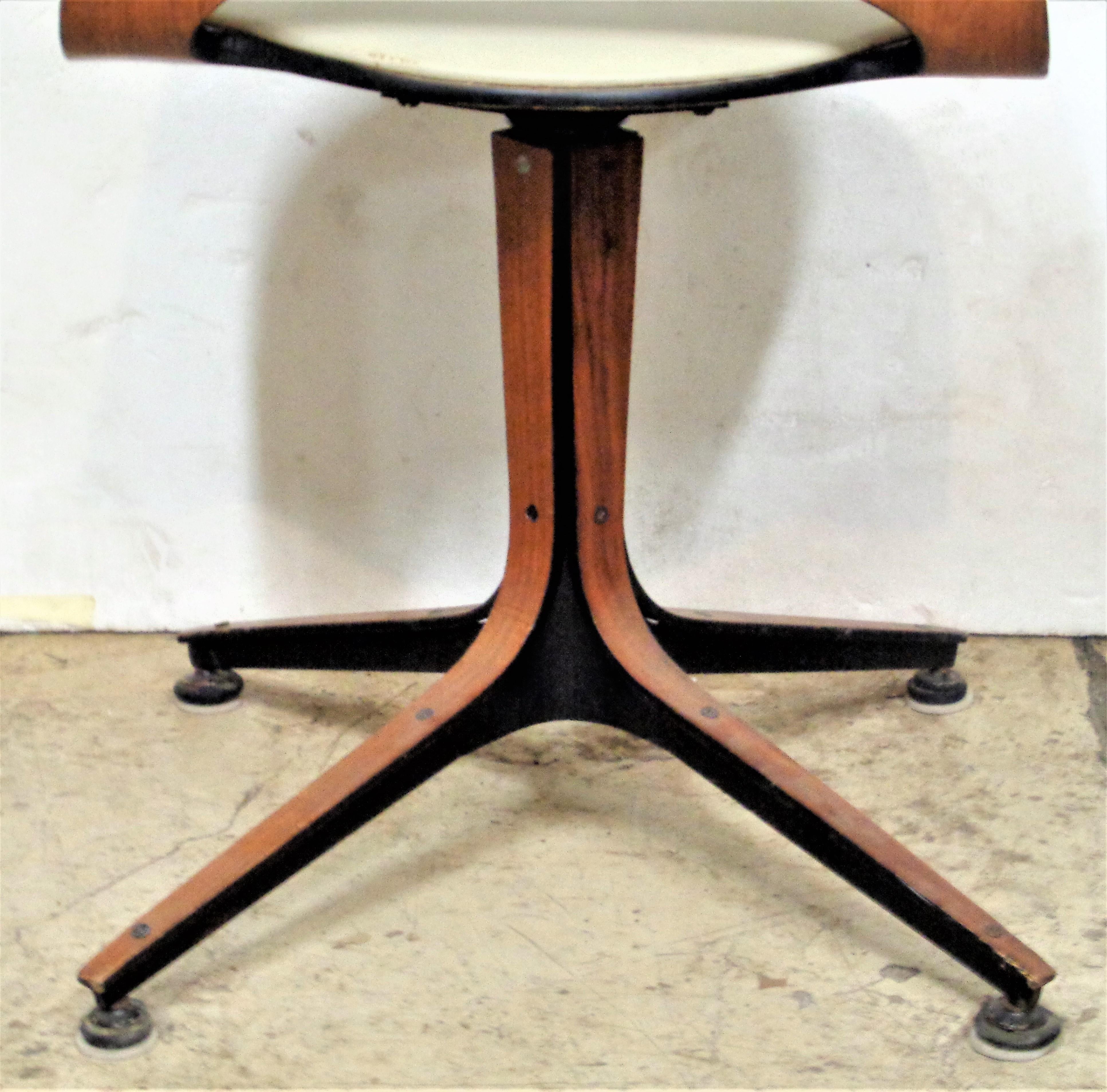 Metal George Mulhauser Plycraft Swivel Chair, 1950's