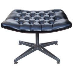 George Mulhauser Leather Ottoman Chrome Star Base for Plycraft