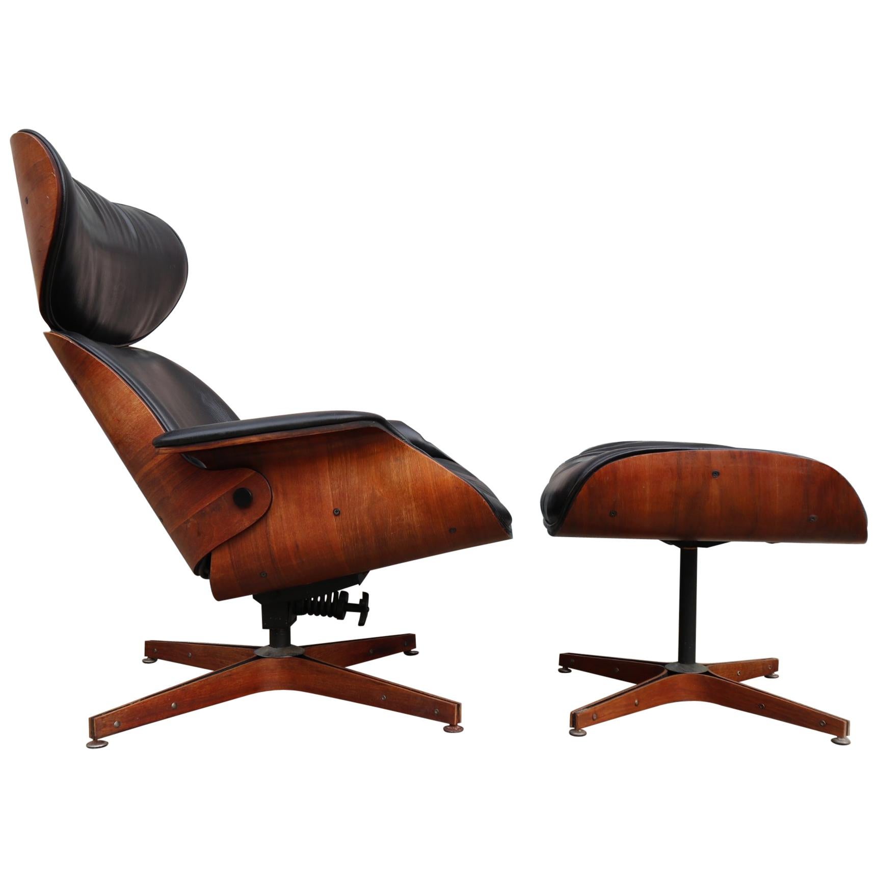 Stunning George Mulhauser “Mr. Chair” and ottoman for Plycraft