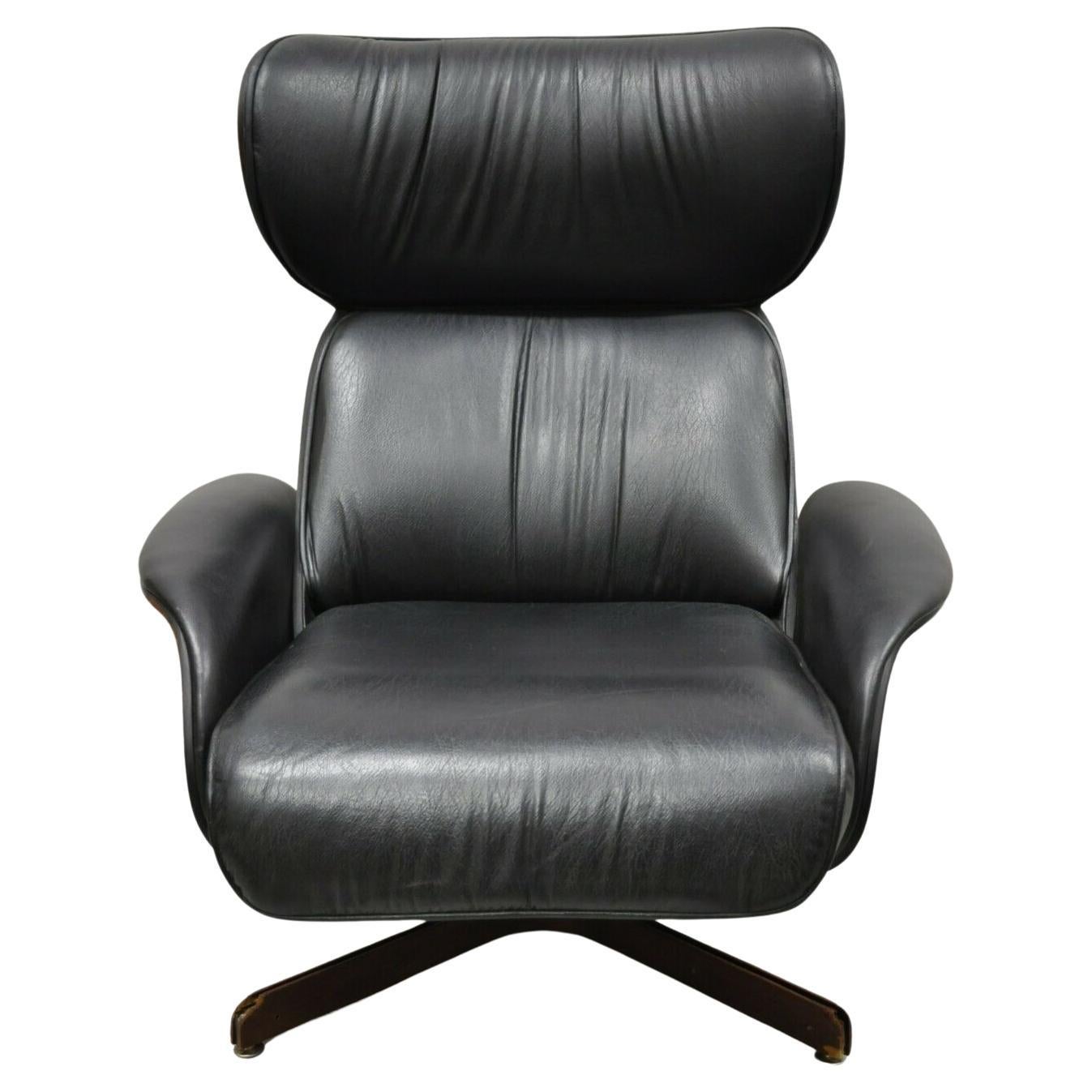 George Mulhauser Plycraft Mr. Chair Walnut Black Recliner Reclining Lounge Chair