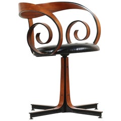 George Mulhauser “Scroll” Swivel Armchair for Plycraft