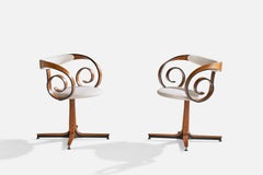 George Mulhauser, Sultana Armchairs, Walnut, Fabric, 1960s