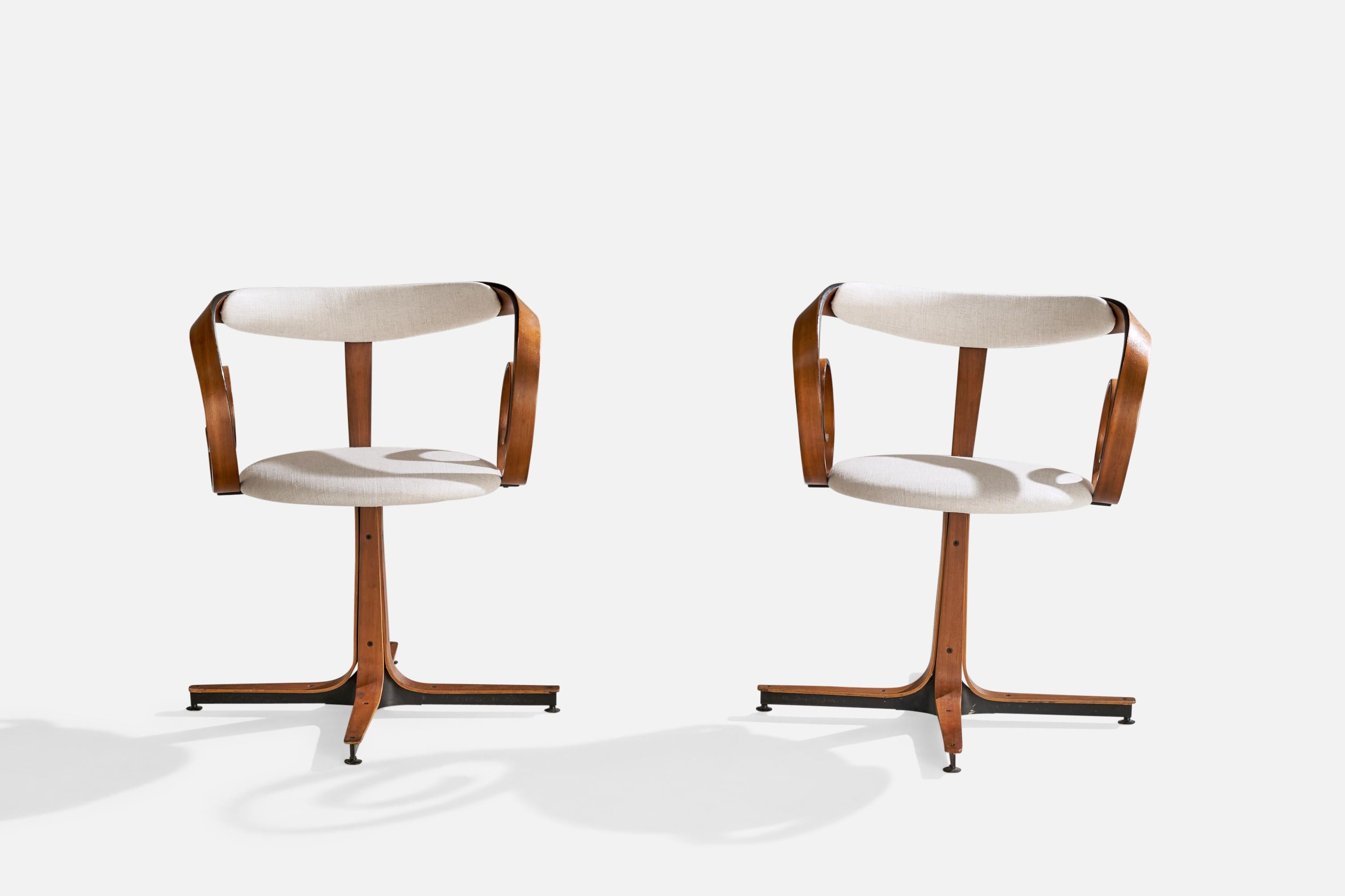 Mid-Century Modern George Mulhauser, Sultana Armchairs, Walnut, Fabric, 1960s