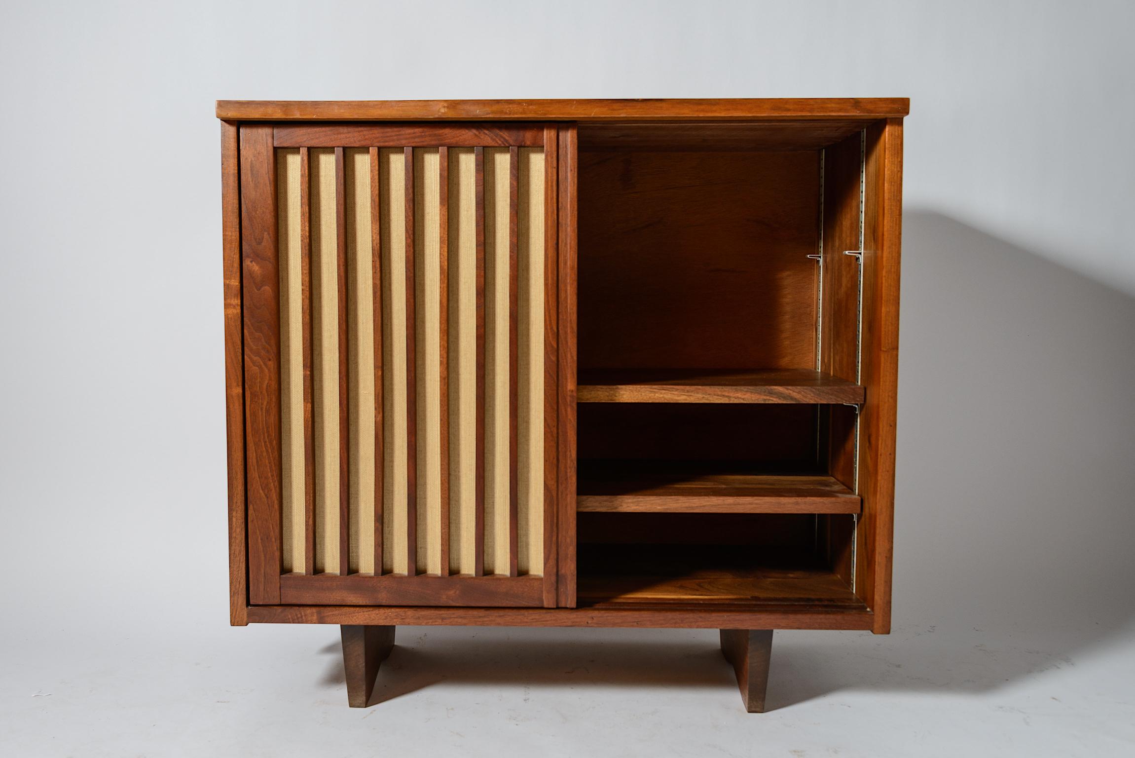 Mid-20th Century George Nakashima 2 Door Grill Front Pandanus Cloth Cabinet For Sale