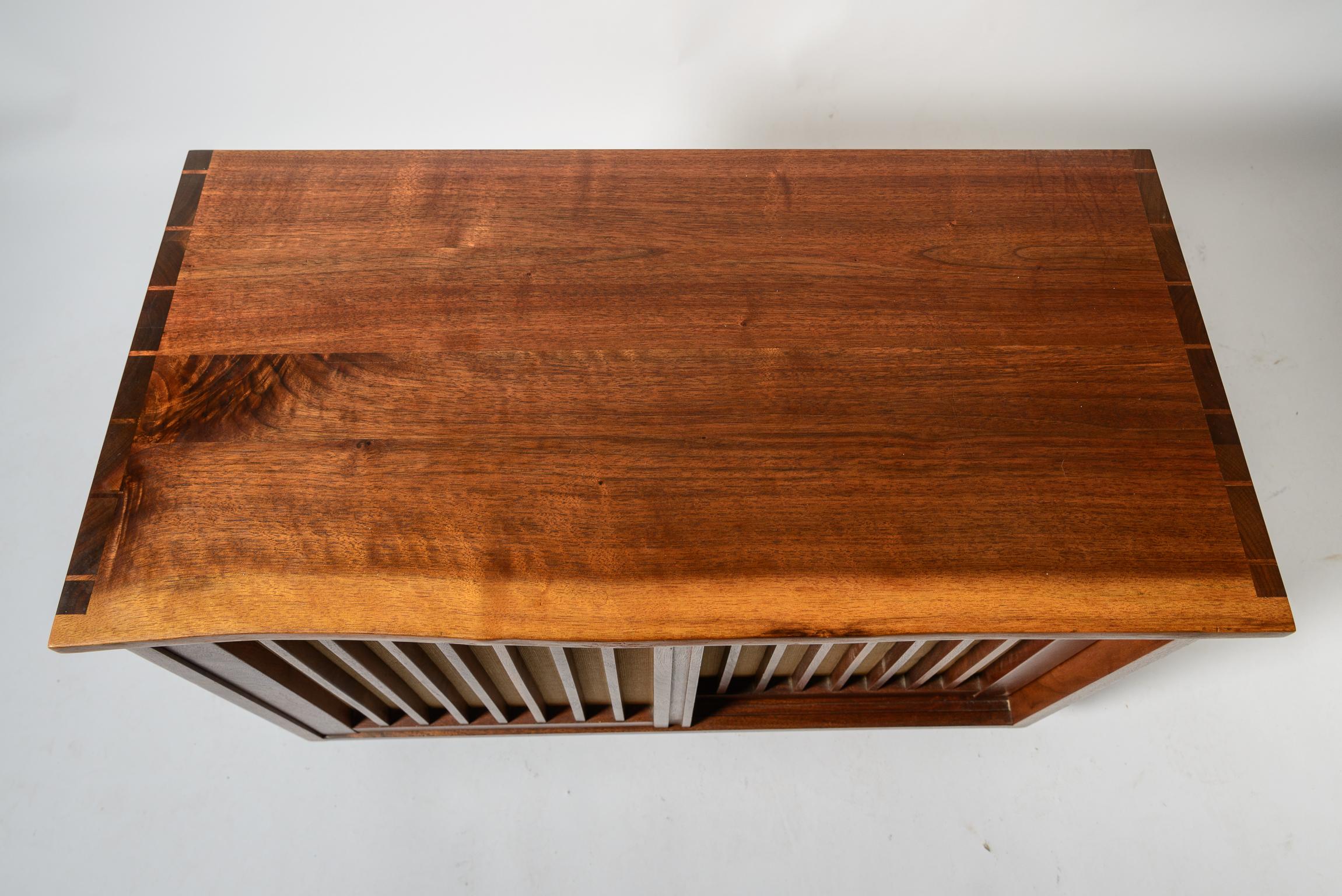 Walnut George Nakashima 2 Door Grill Front Pandanus Cloth Cabinet For Sale