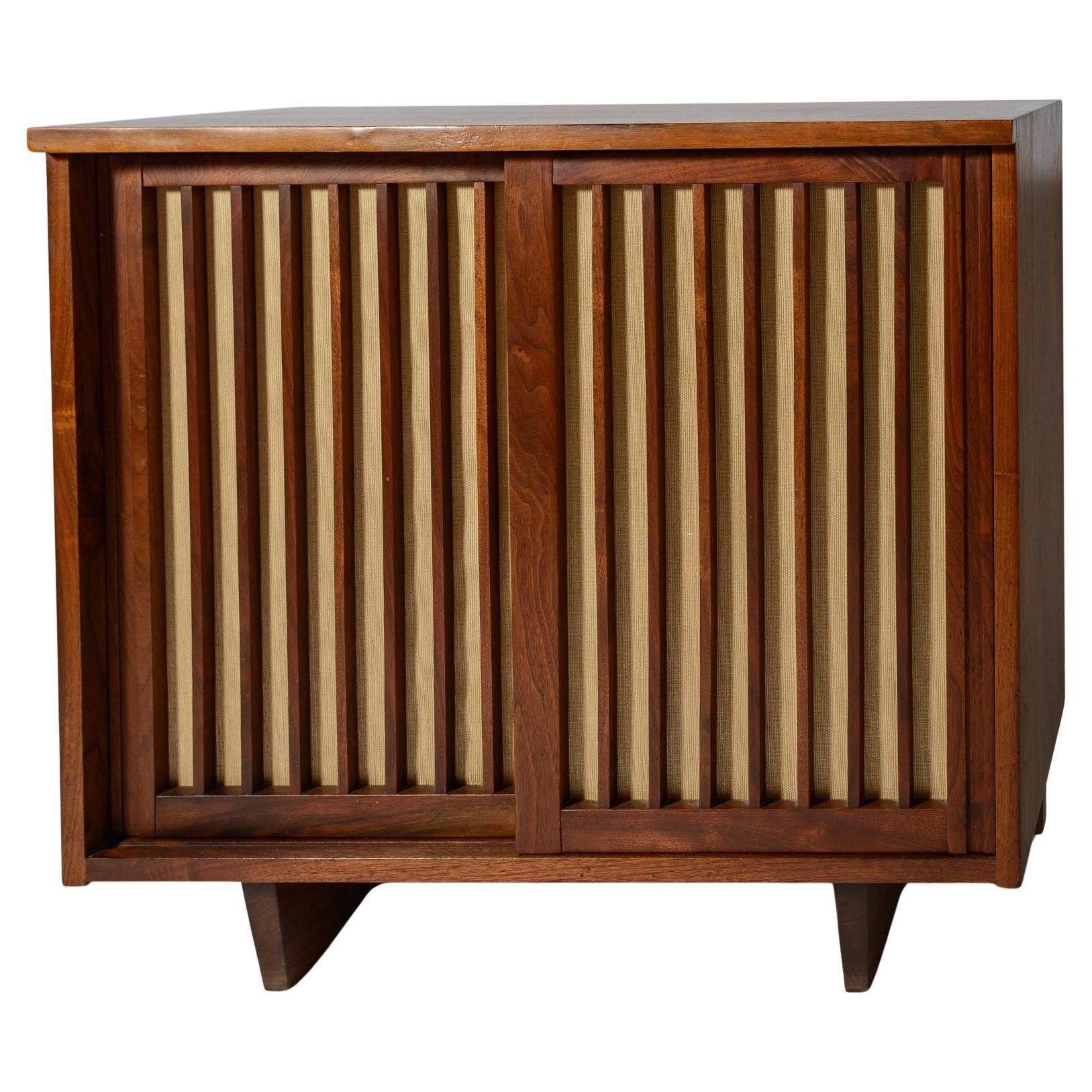 George Nakashima 2 Door Grill Front Pandanus Cloth Cabinet For Sale