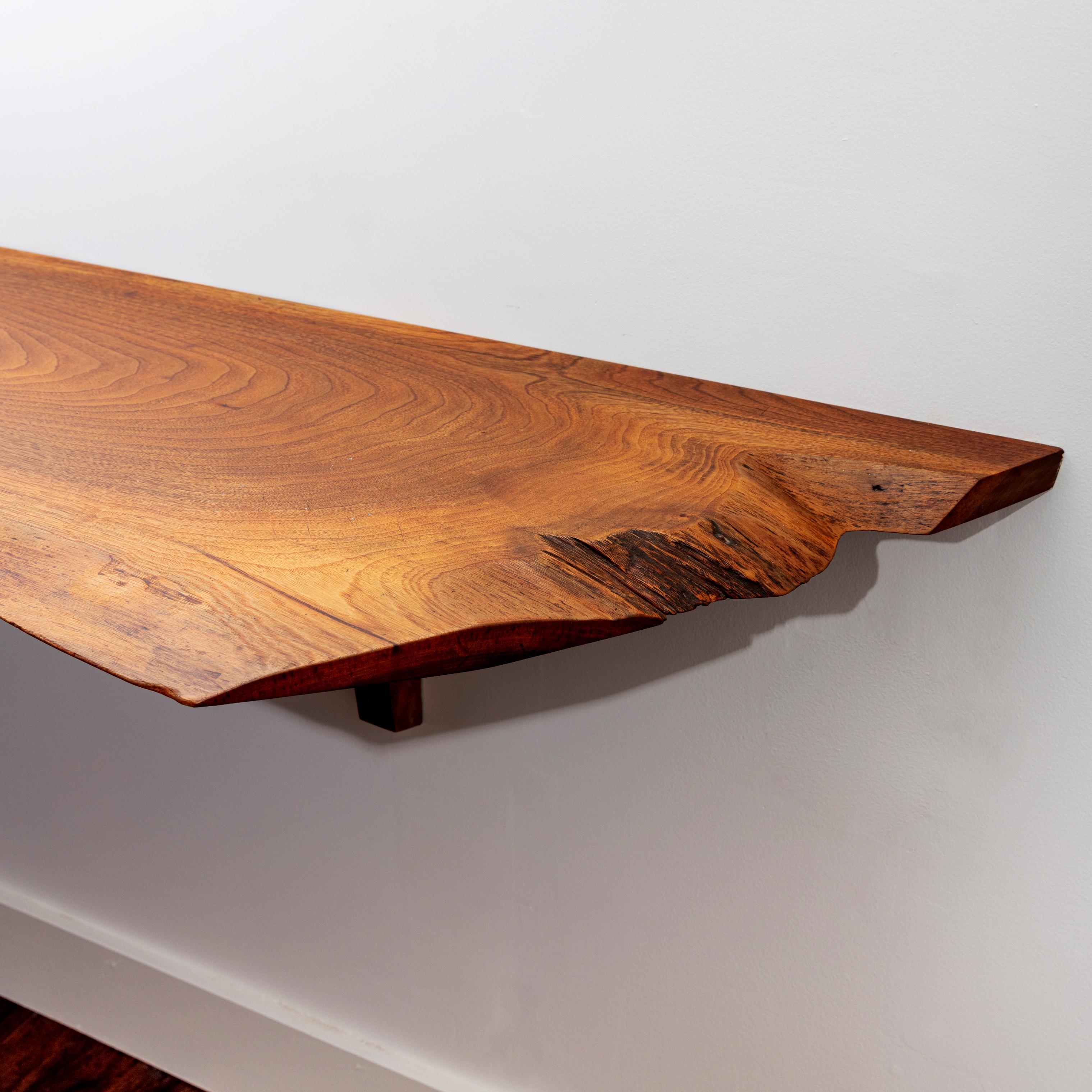George Nakashima 6 Foot Free Edge Corner Counter Shelf or Console, Signed, 1971 In Good Condition For Sale In Brooklyn, NY