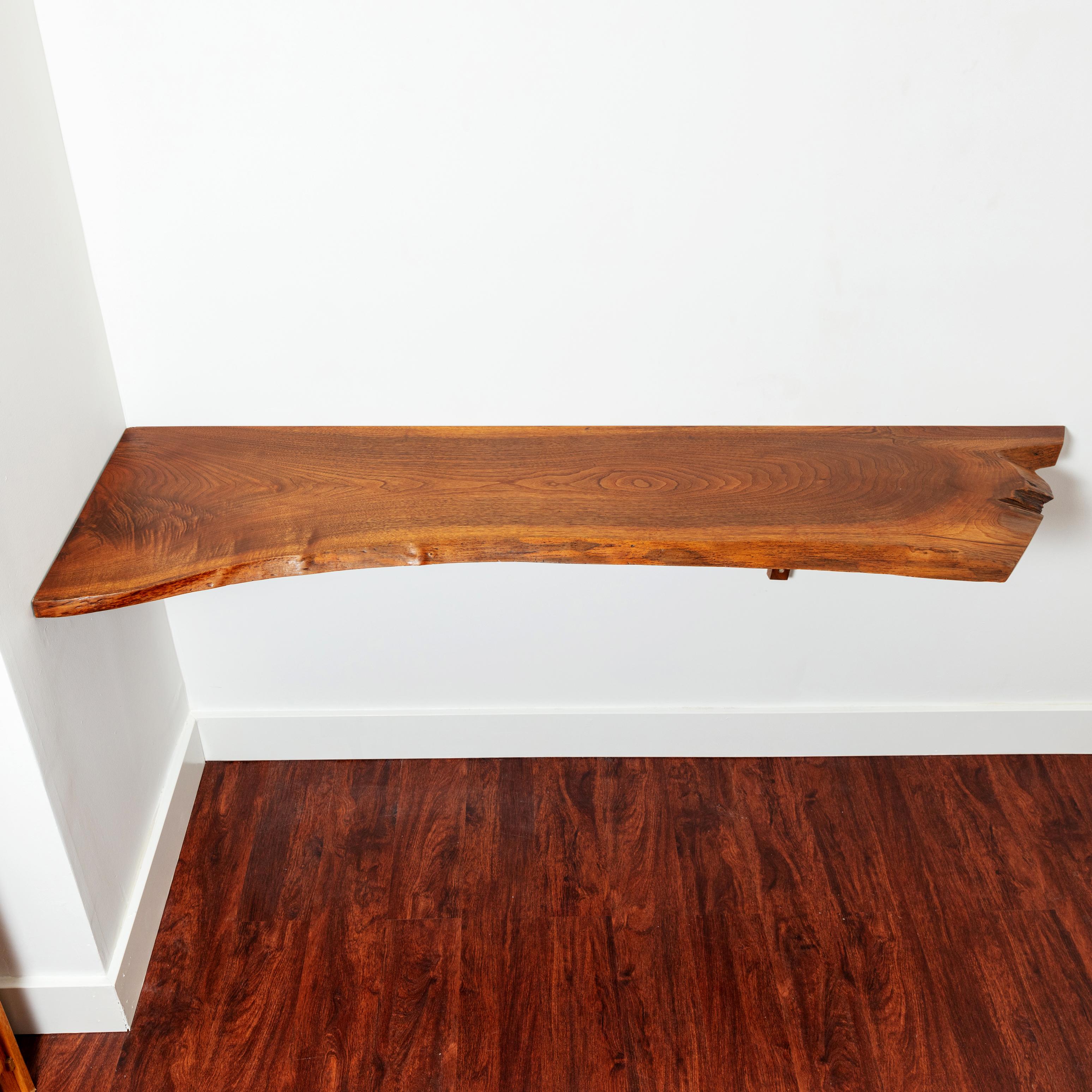 American George Nakashima 6 Foot Free Edge Corner Counter Shelf or Console, Signed, 1971 For Sale