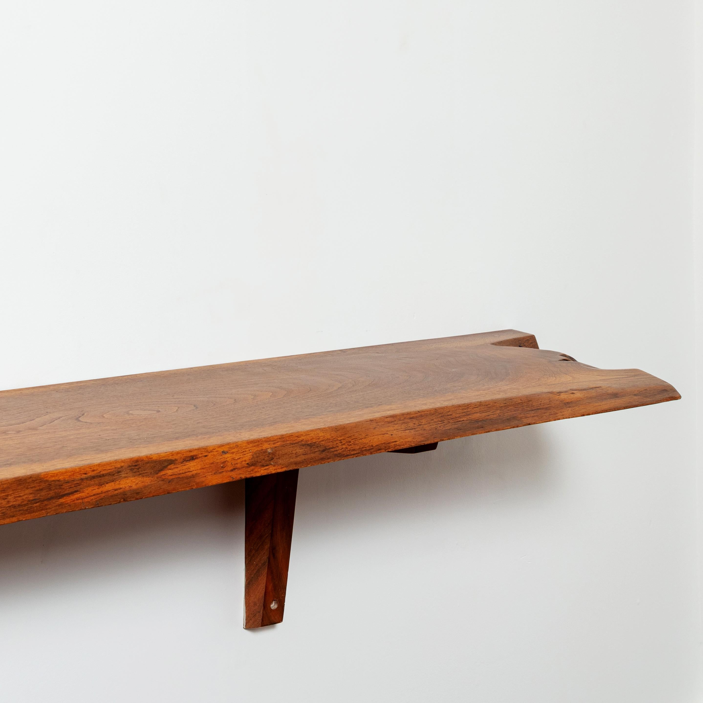 Late 20th Century George Nakashima 6 Foot Free Edge Corner Counter Shelf or Console, Signed, 1971 For Sale