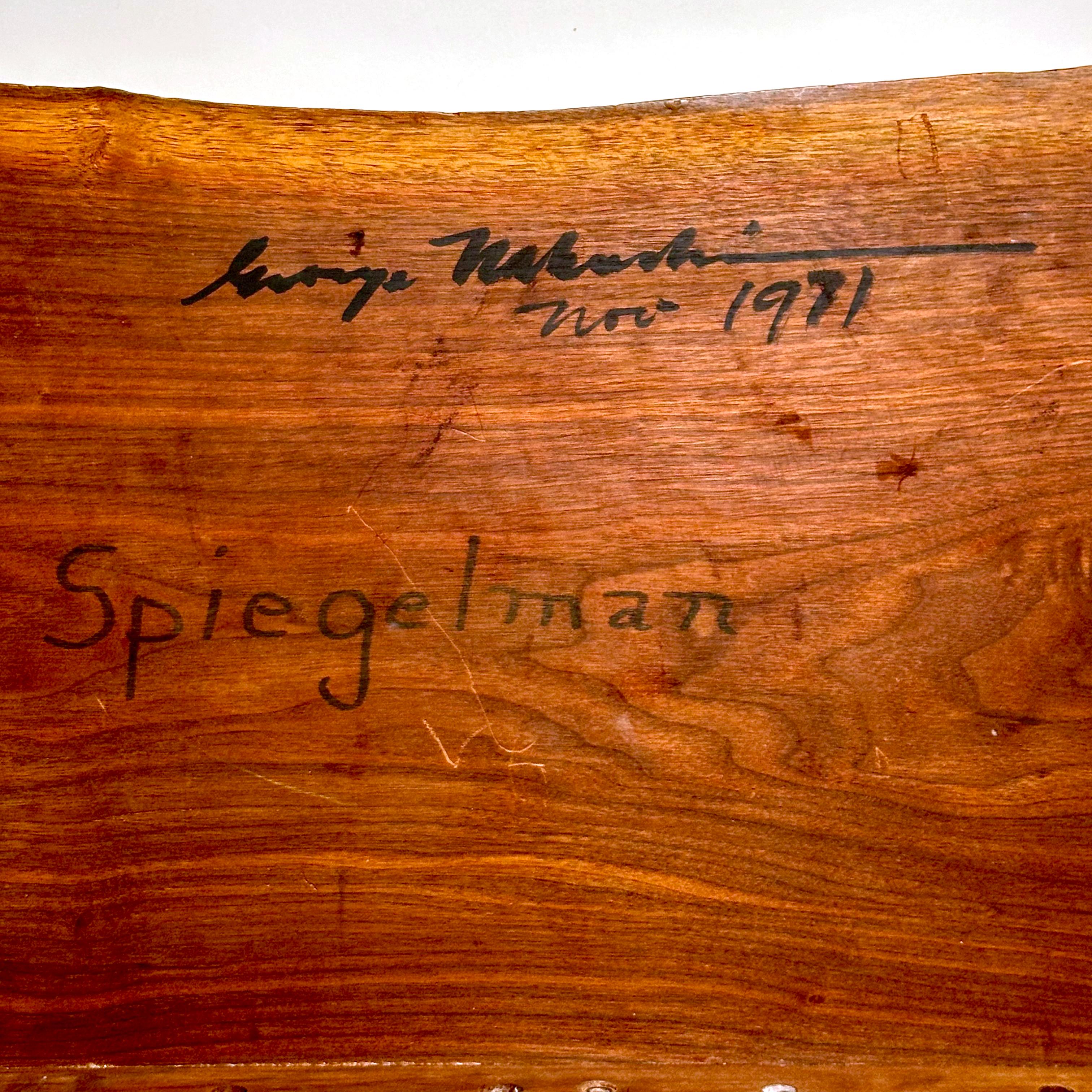 Walnut George Nakashima 6 Foot Free Edge Corner Counter Shelf or Console, Signed, 1971 For Sale
