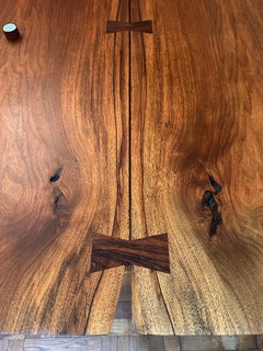 George Nakashima 8' Dining Table in Bookmatched Walnut with 5 Rosewood Butterfly