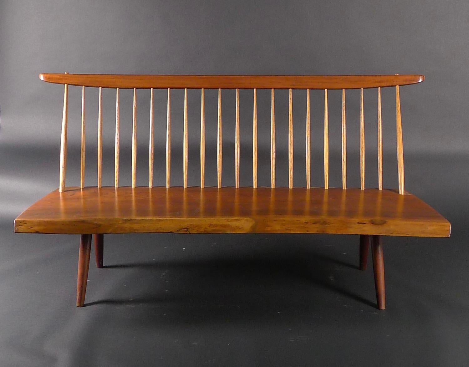 George Nakashima, American Black Walnut & Hickory Spindle Bench, 1972 In Good Condition For Sale In Wargrave, Berkshire