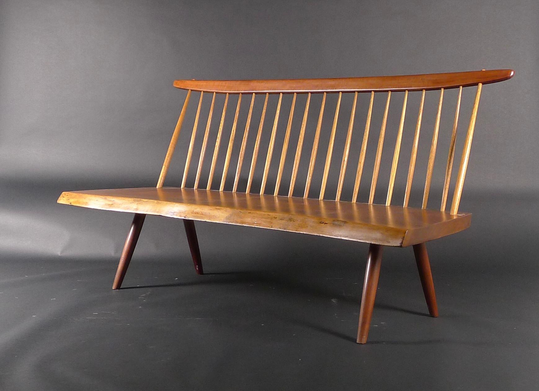 Late 20th Century George Nakashima, American Black Walnut & Hickory Spindle Bench, 1972 For Sale