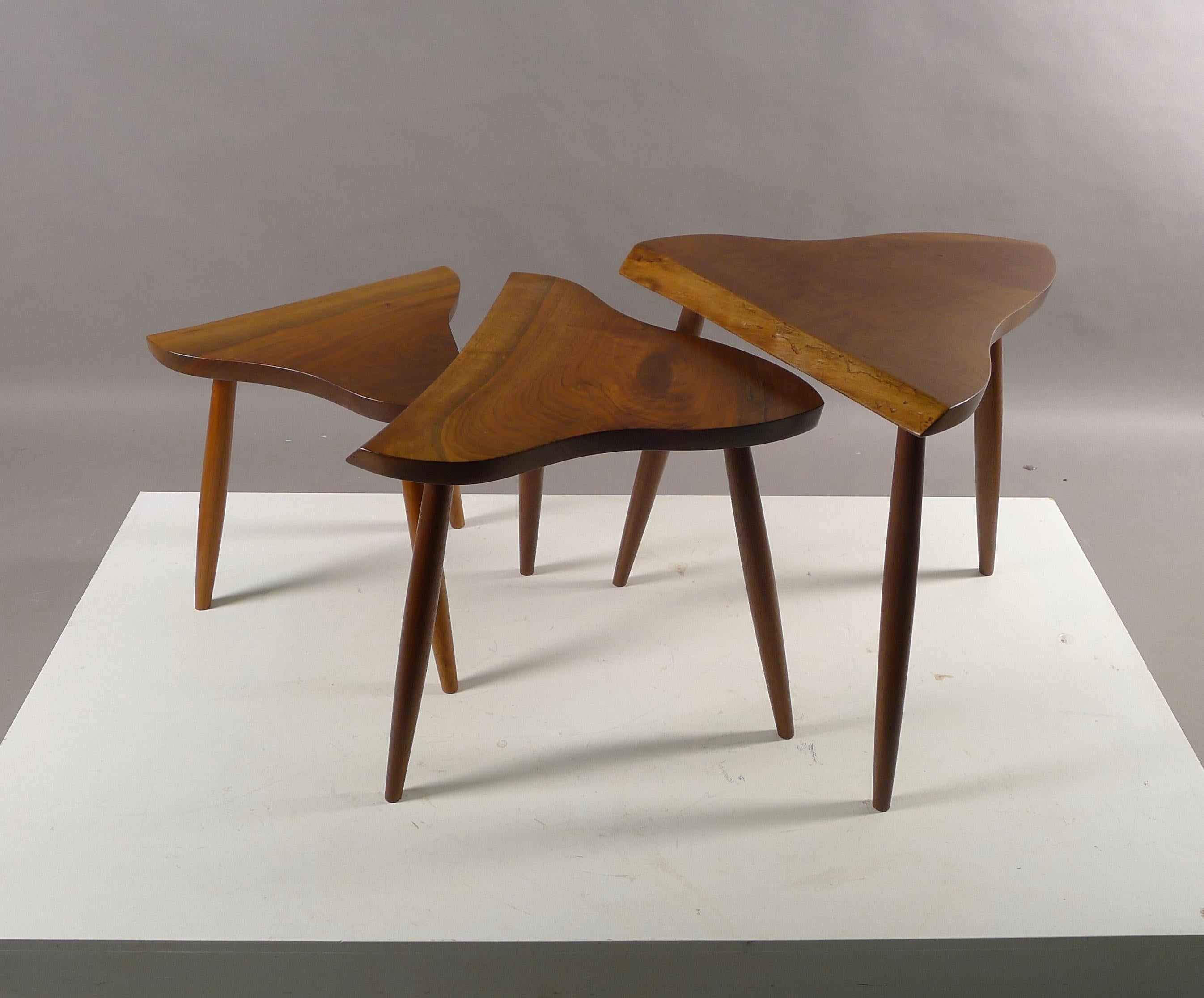 George Nakashima , Amoeba Nesting Tables in American Walnut ,  signed and dated 5