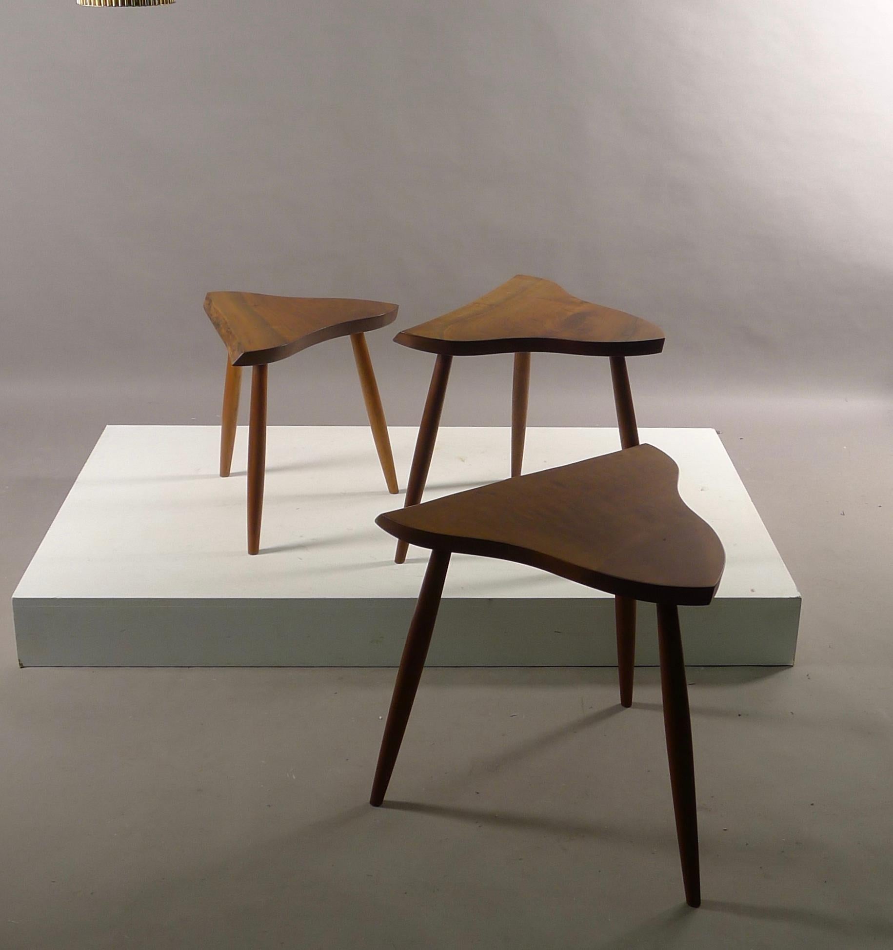 Late 20th Century George Nakashima , Amoeba Nesting Tables in American Walnut ,  signed and dated