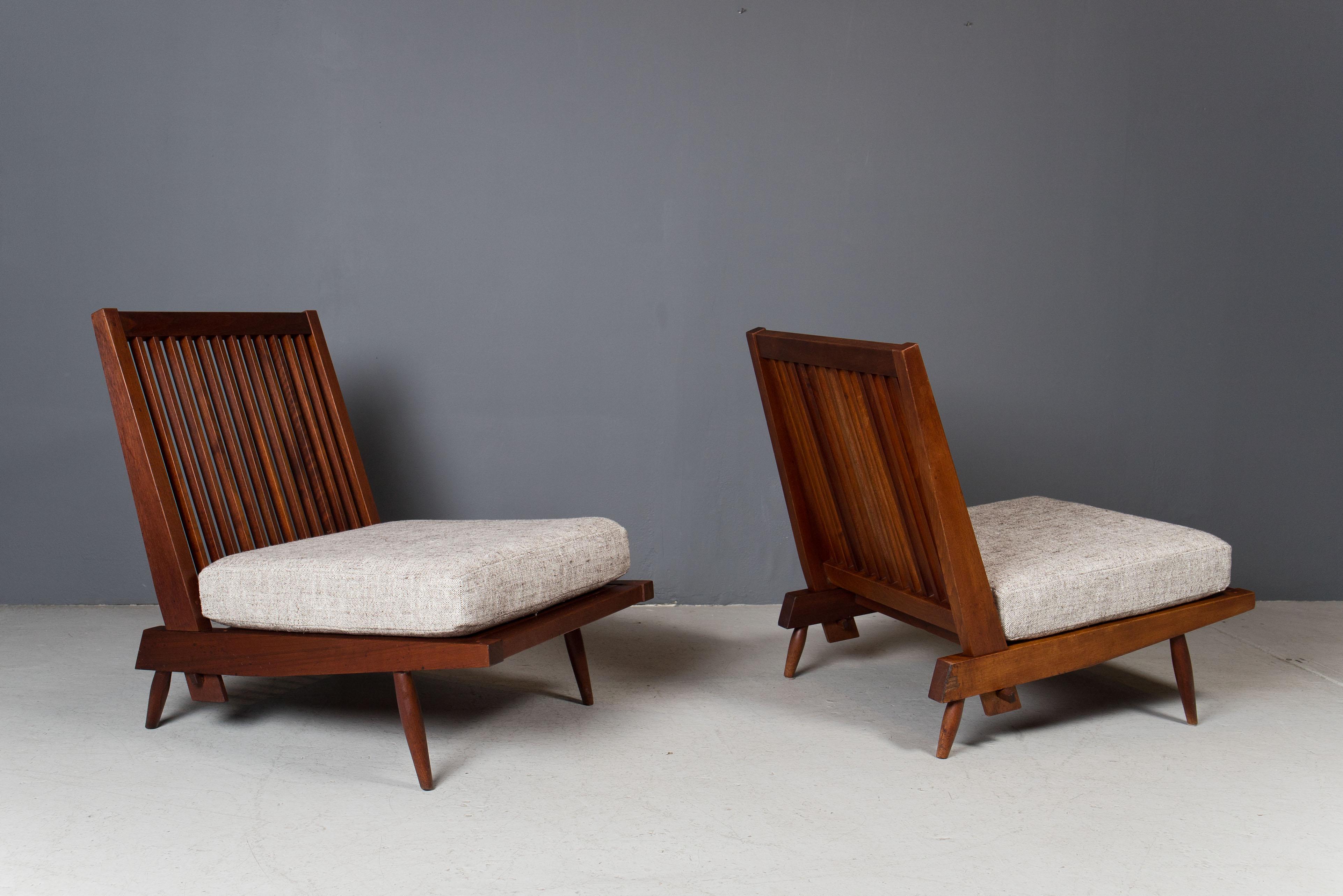 American Craftsman George Nakashima, Armless Cushion Chairs, Ca 1960s