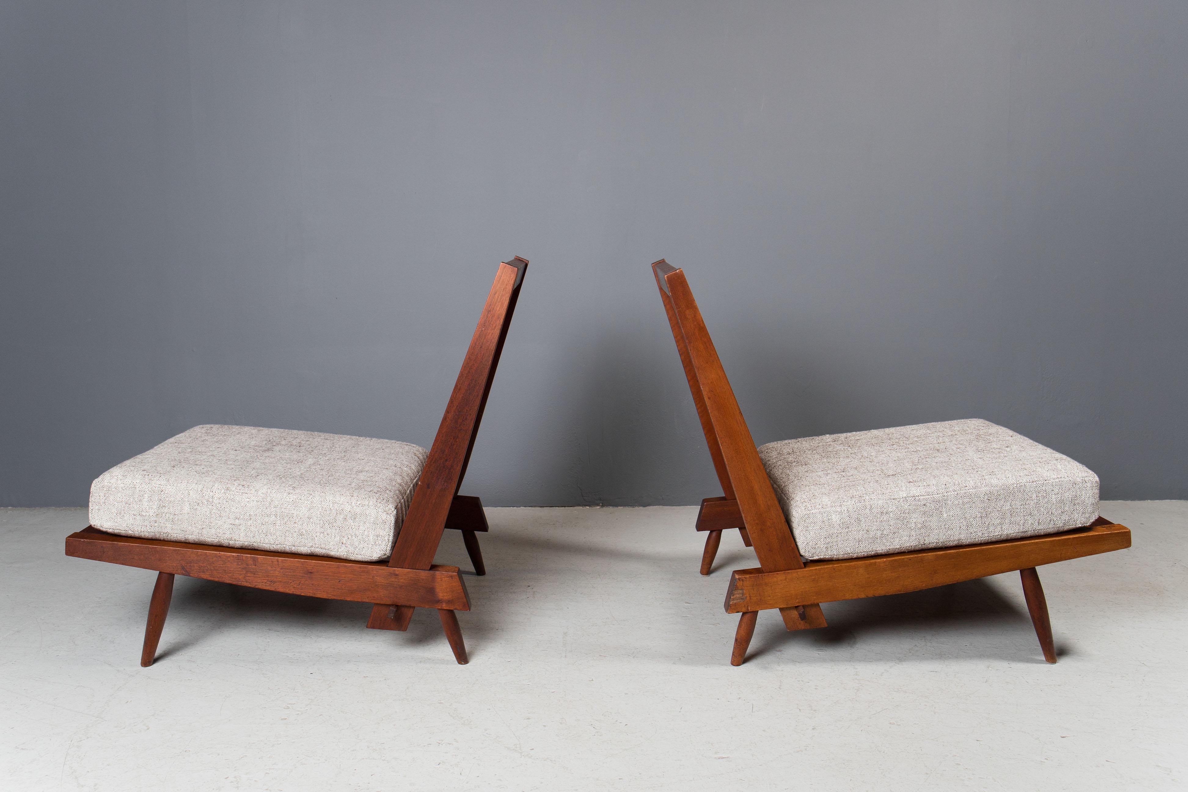 American George Nakashima, Armless Cushion Chairs, Ca 1960s