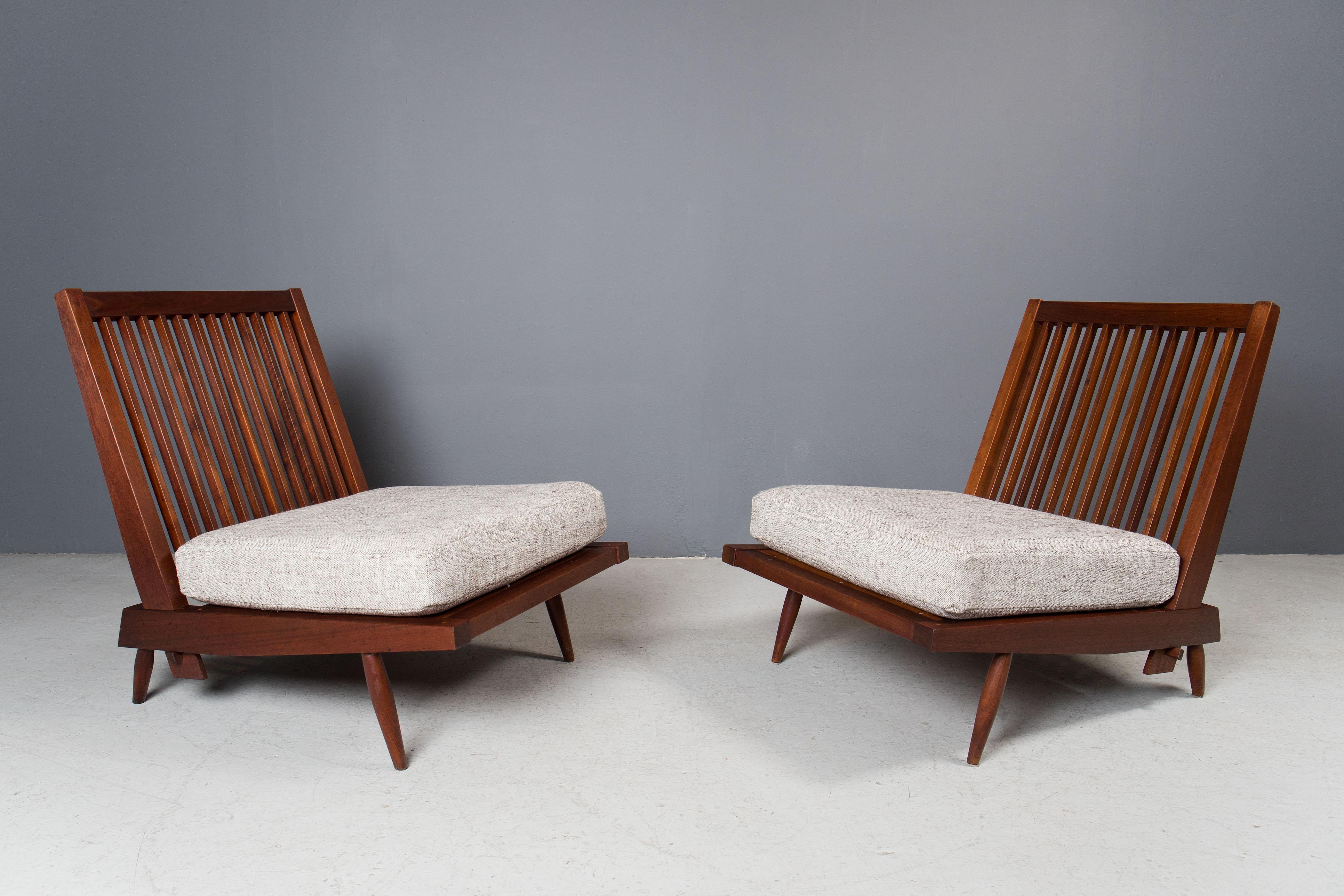 George Nakashima, Armless Cushion Chairs, Ca 1960s In Good Condition In New York, NY