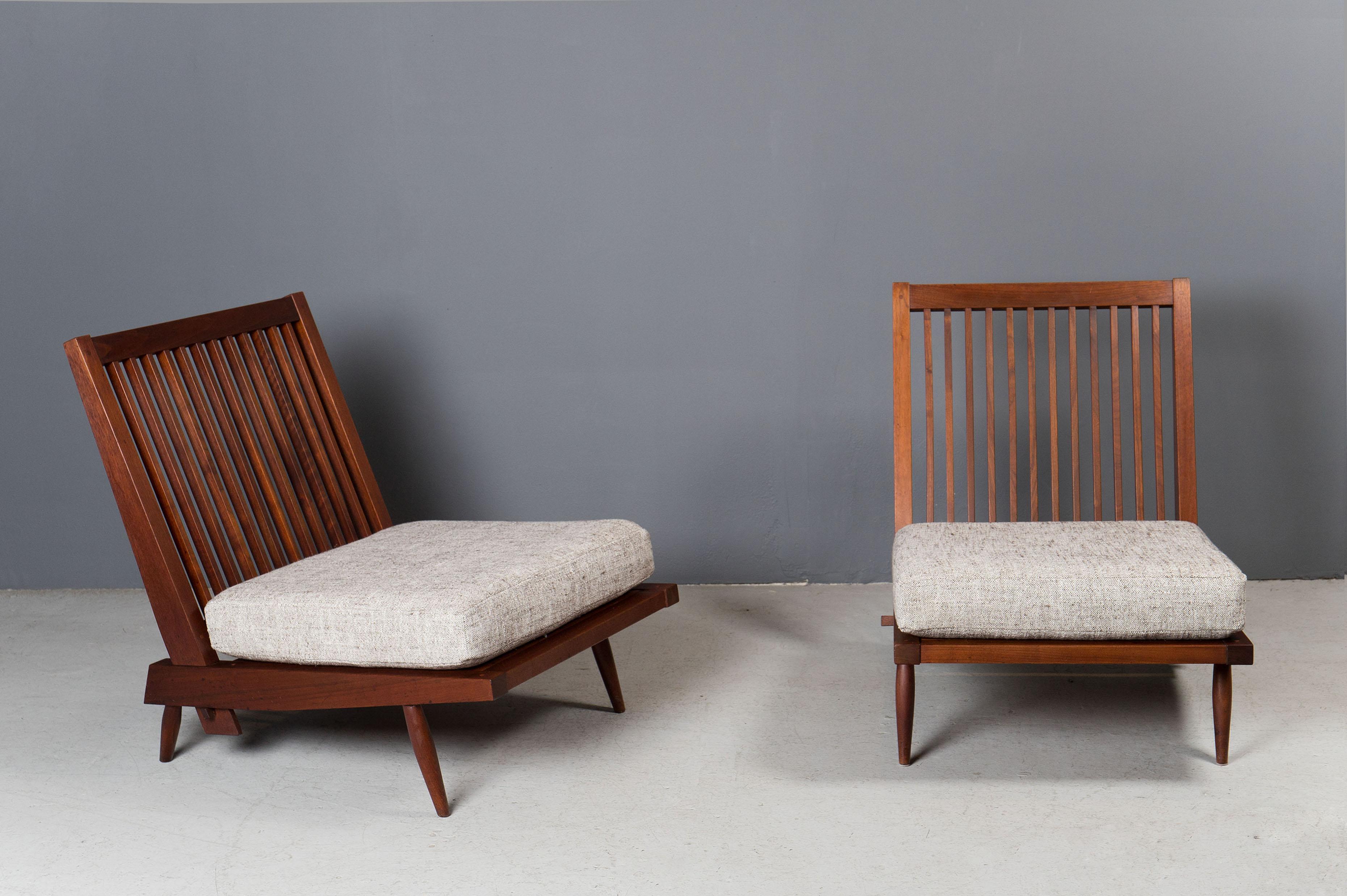 Mid-20th Century George Nakashima, Armless Cushion Chairs, Ca 1960s