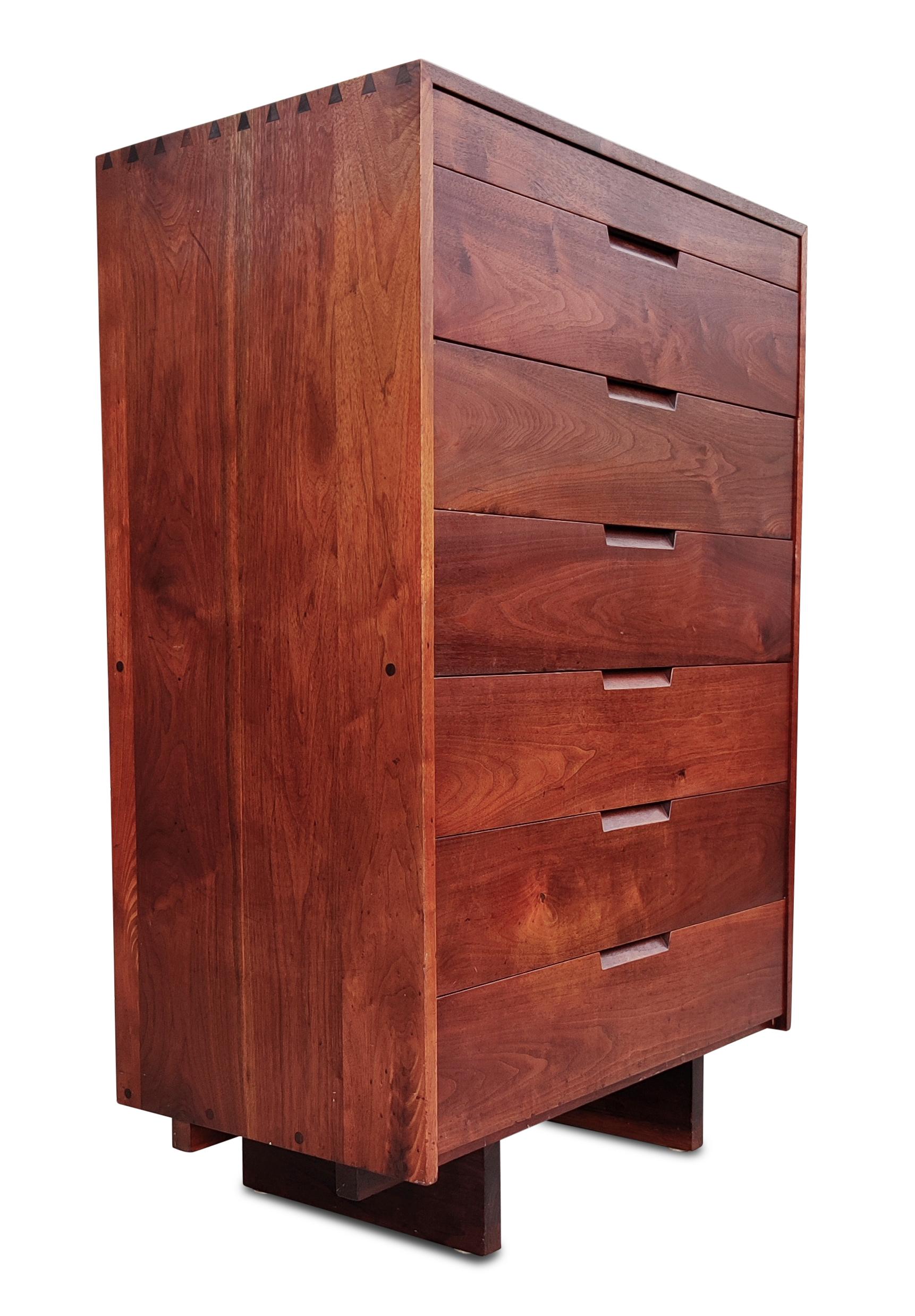 Mid-Century Modern George Nakashima Black Walnut Chest of Drawers with Dovetail Joinery, USA 1960s