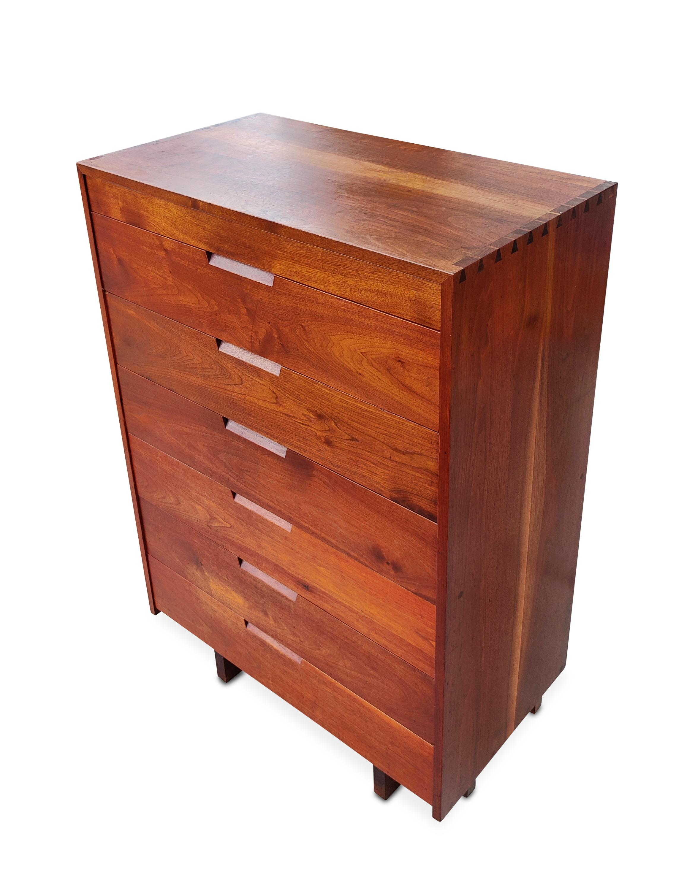 American George Nakashima Black Walnut Chest of Drawers with Dovetail Joinery, USA 1960s