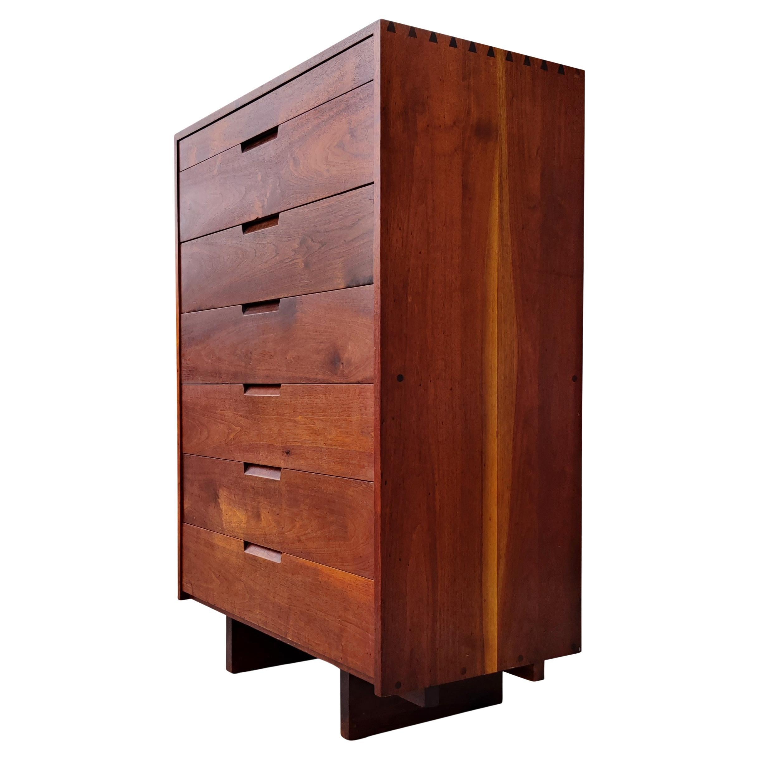 George Nakashima Black Walnut Chest of Drawers with Dovetail Joinery, USA 1960s