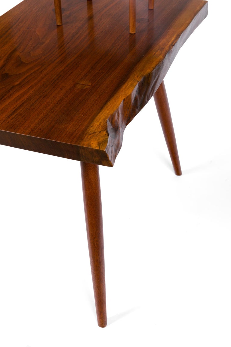 Nakashima Black Walnut Free Edge TwoTier End Tables, USA, 1950s