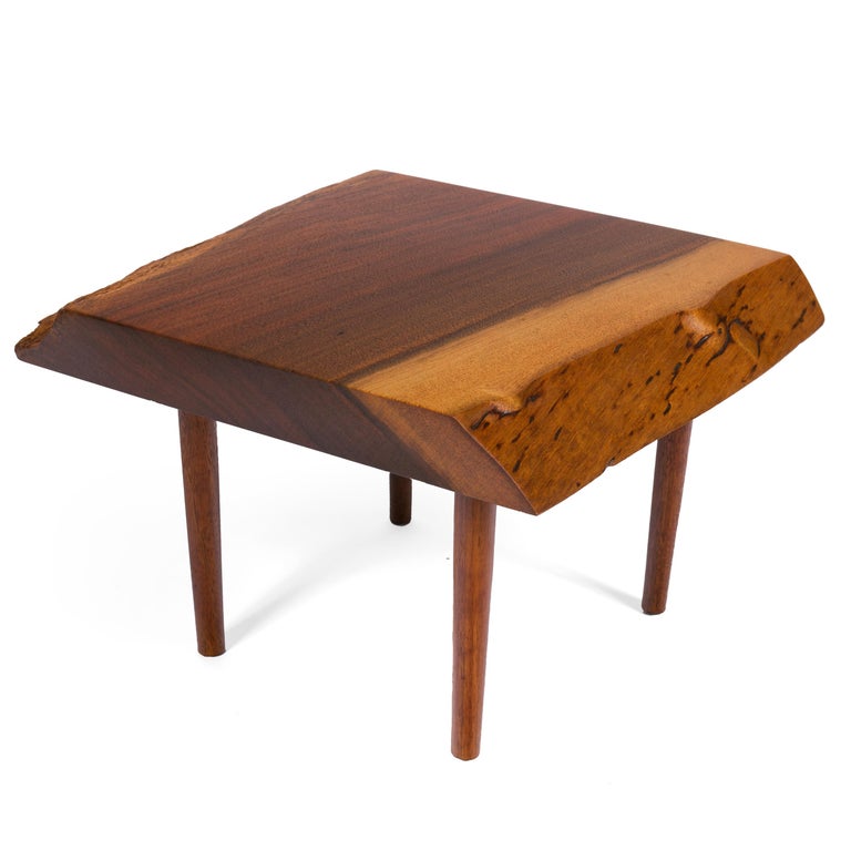 Nakashima Black Walnut Free Edge TwoTier End Tables, USA, 1950s